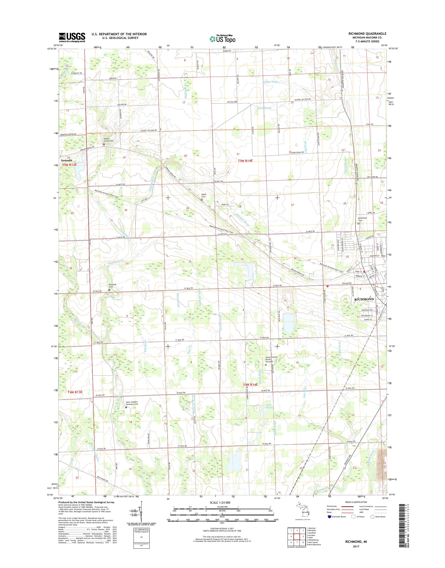 MyTopo Richmond, Michigan USGS Quad Topo Map