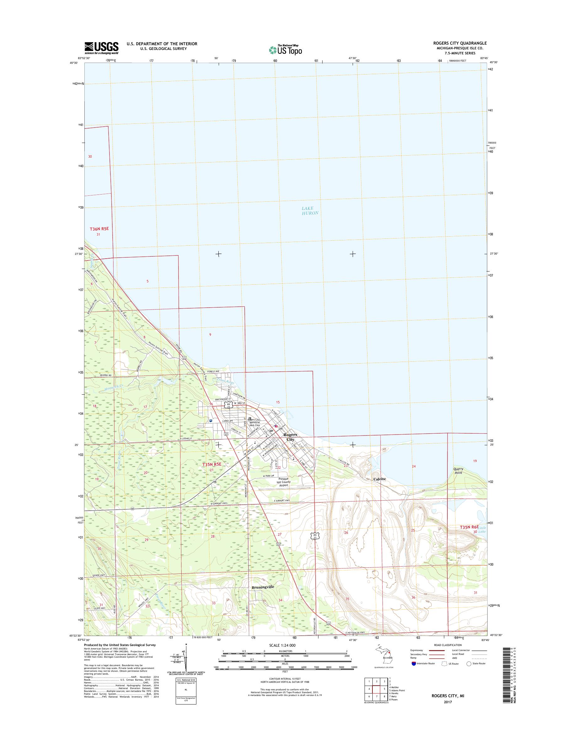 MyTopo Rogers City, Michigan USGS Quad Topo Map