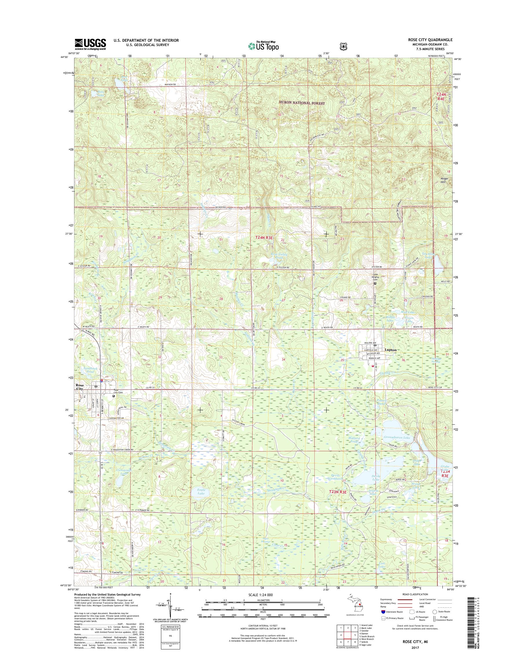 MyTopo Rose City, Michigan USGS Quad Topo Map
