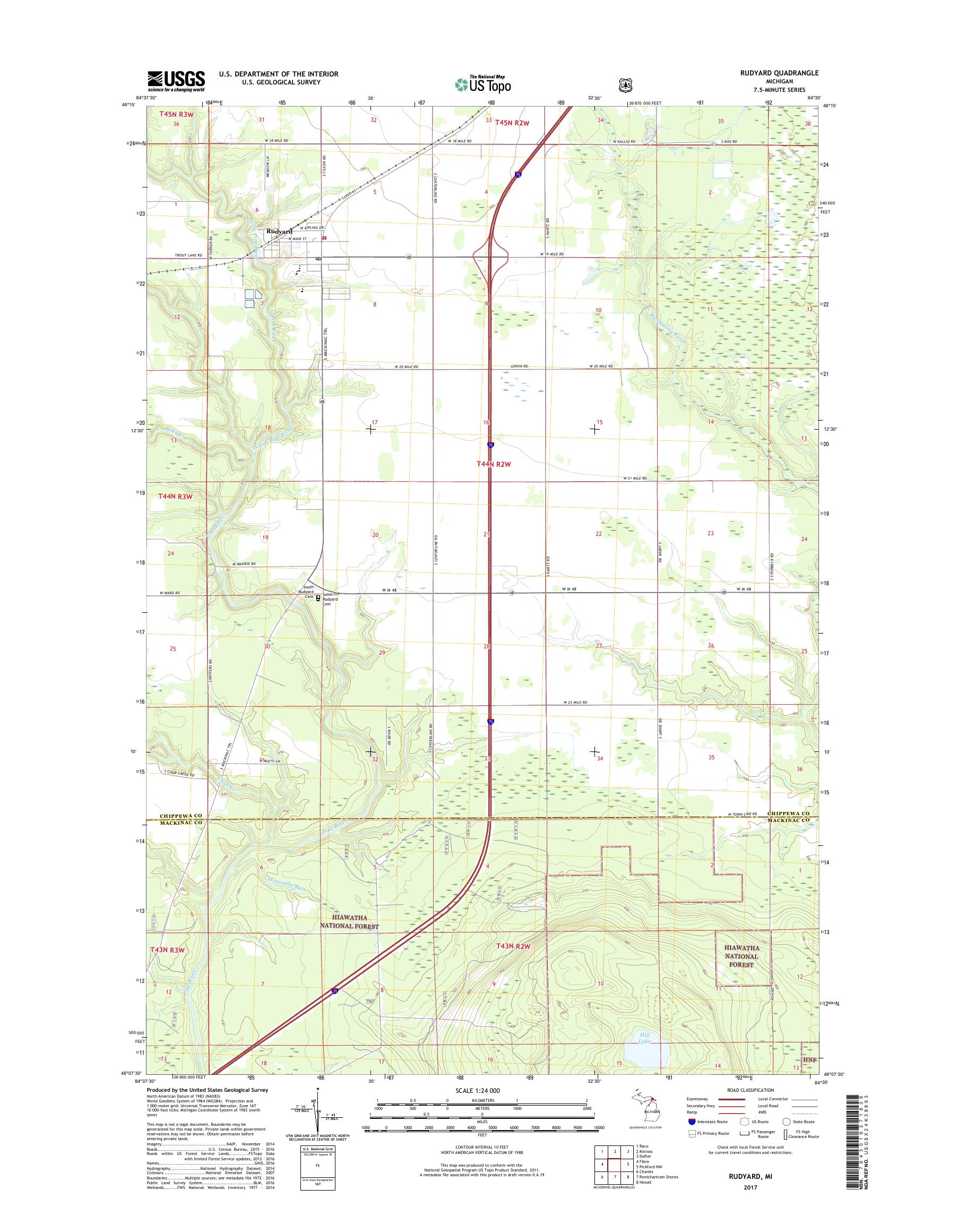 MyTopo Rudyard, Michigan USGS Quad Topo Map