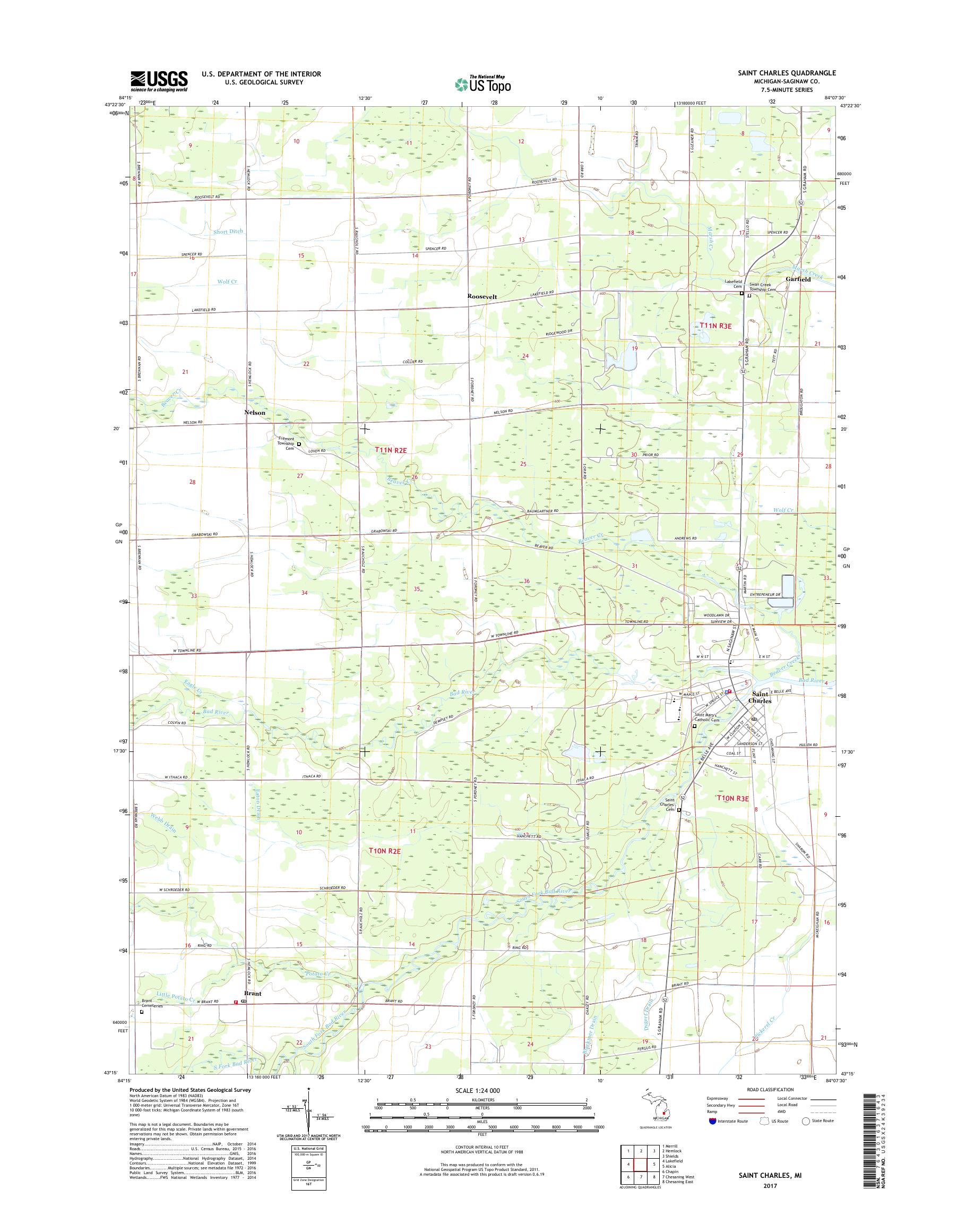 MyTopo Saint Charles, Michigan USGS Quad Topo Map