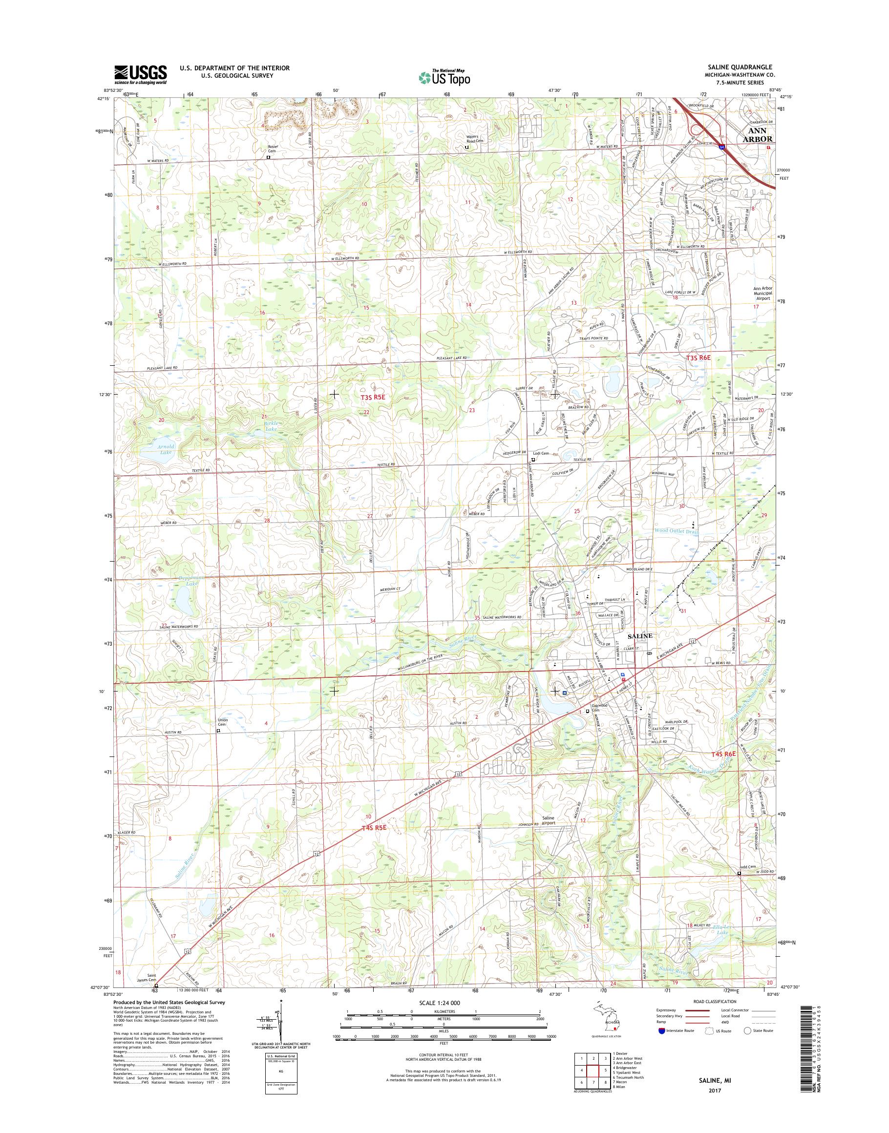 MyTopo Saline, Michigan USGS Quad Topo Map
