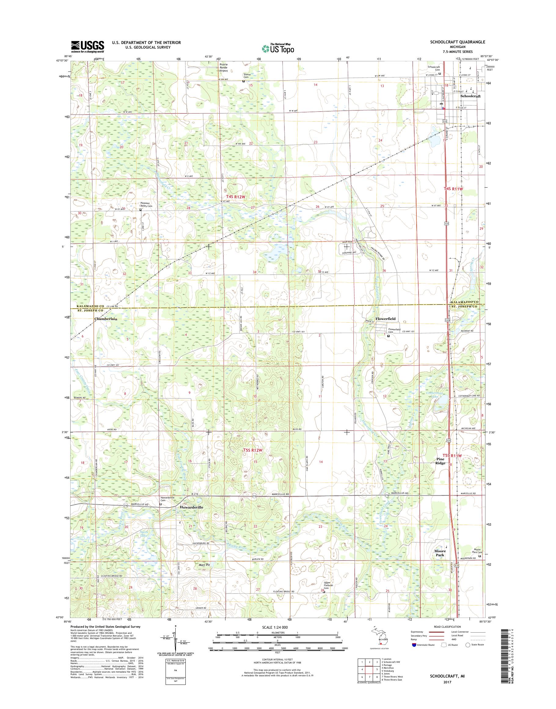 MyTopo Schoolcraft, Michigan USGS Quad Topo Map