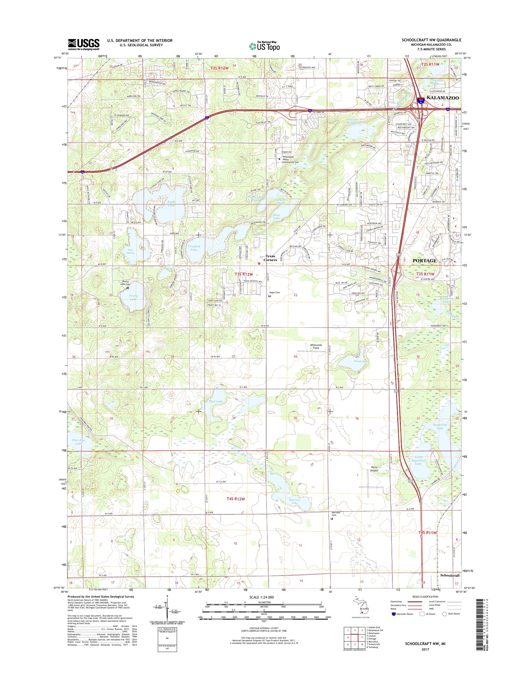 MyTopo Schoolcraft NW, Michigan USGS Quad Topo Map