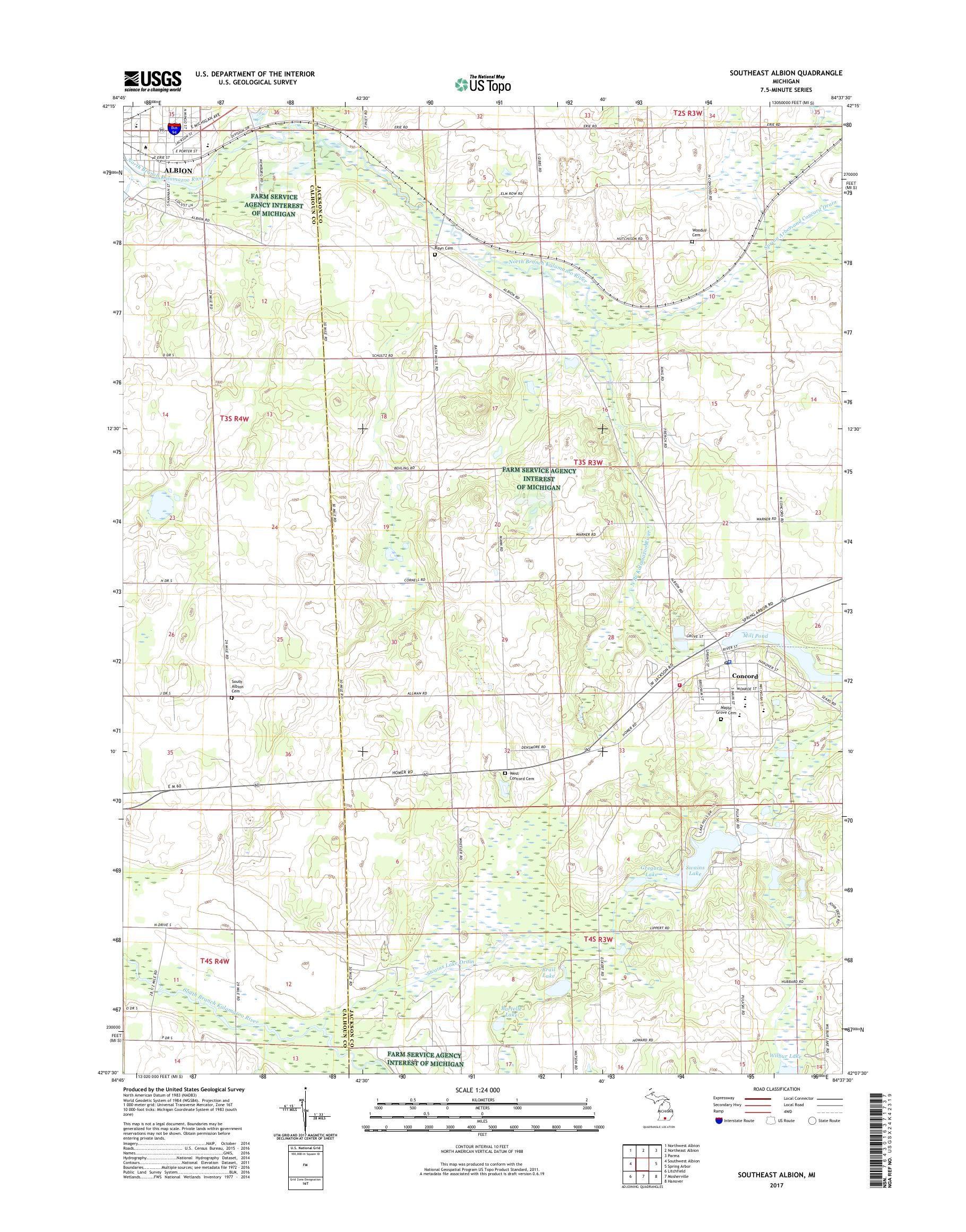 MyTopo Southeast Albion, Michigan USGS Quad Topo Map
