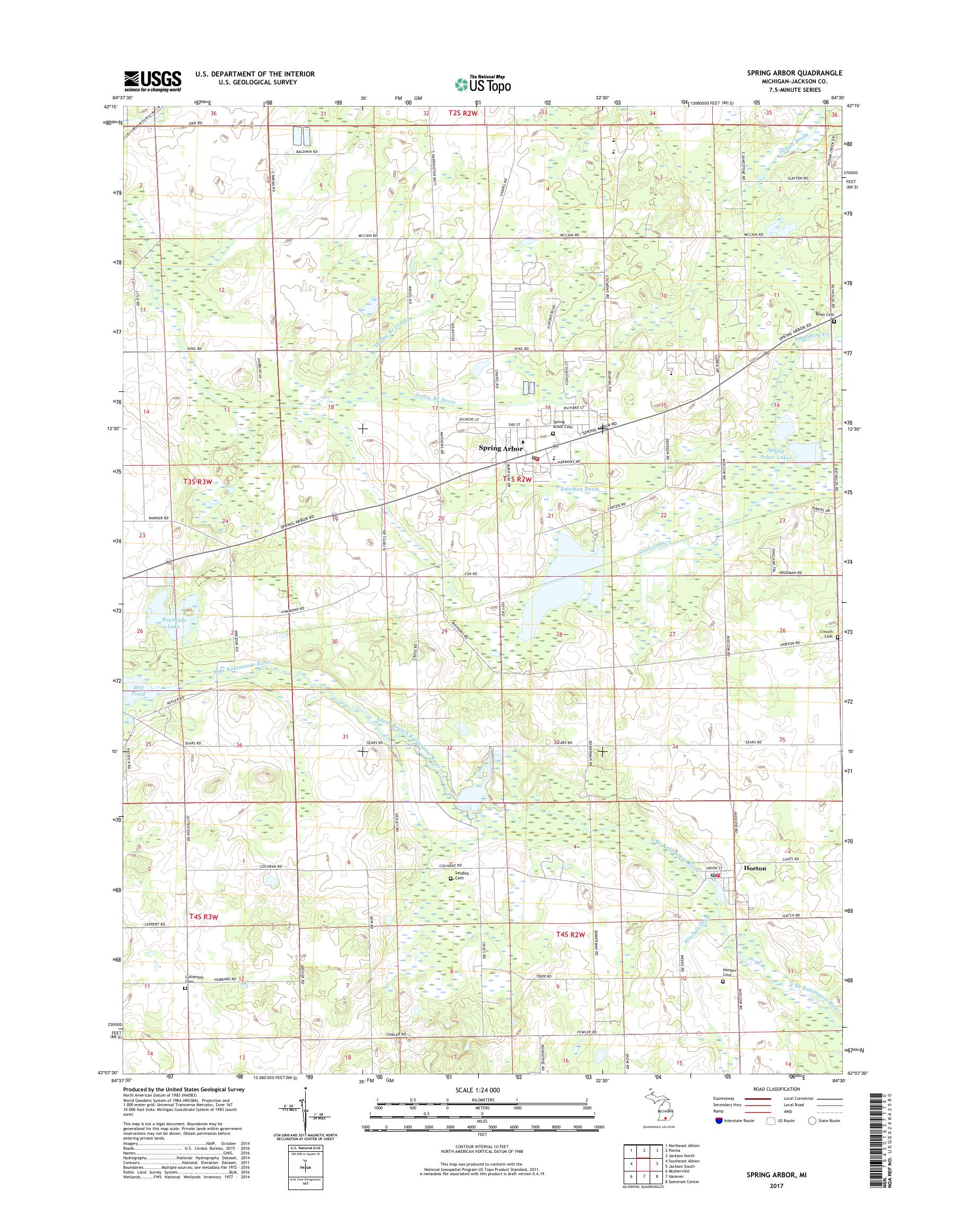 MyTopo Spring Arbor, Michigan USGS Quad Topo Map