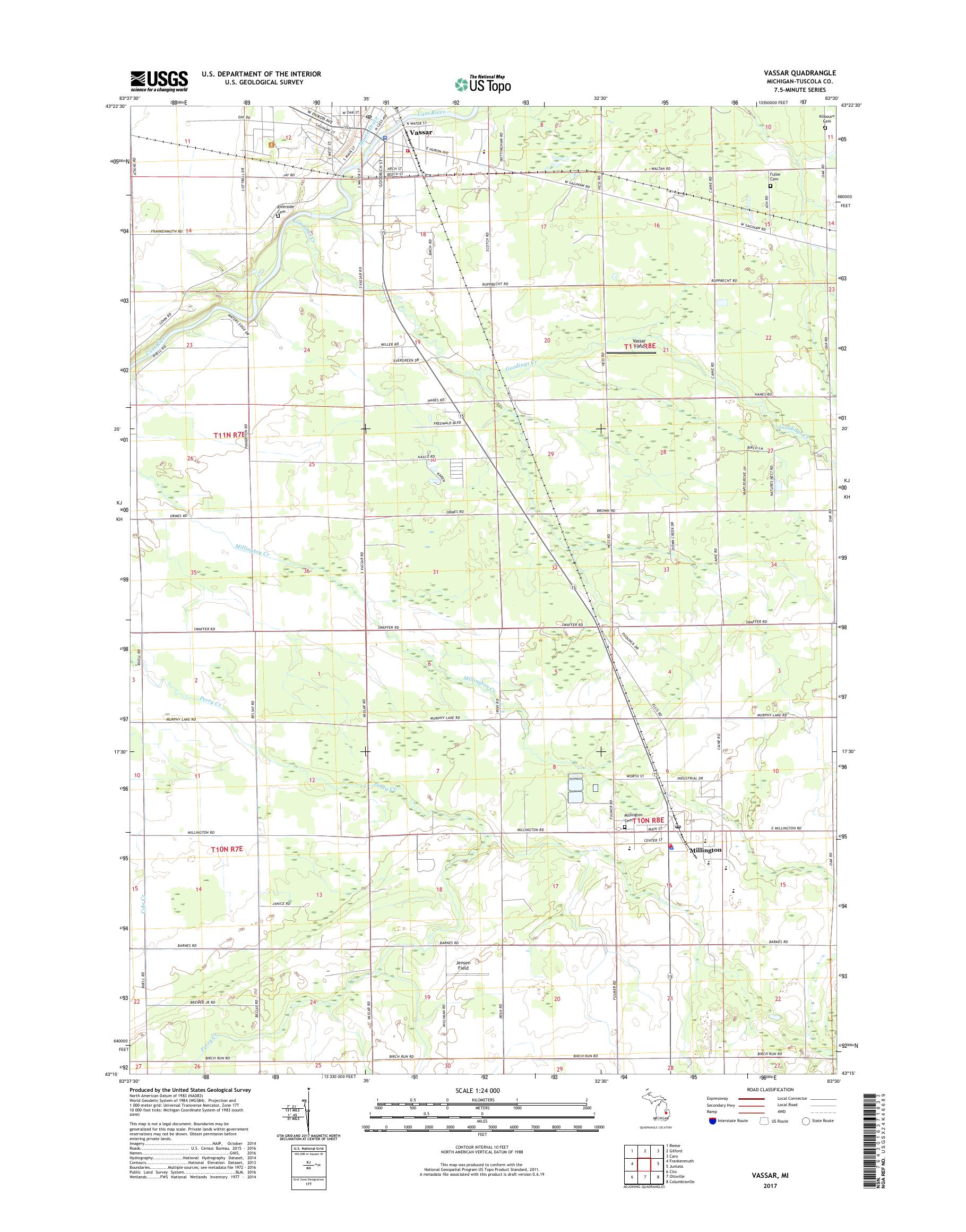 MyTopo Vassar, Michigan USGS Quad Topo Map