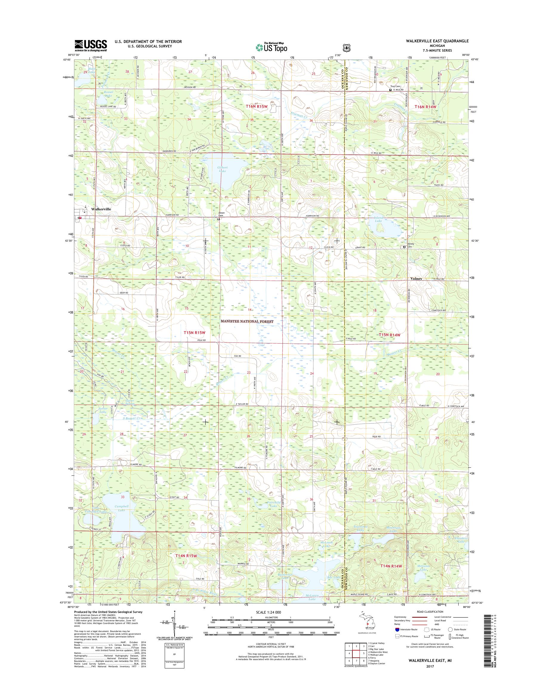 MyTopo Walkerville East, Michigan USGS Quad Topo Map