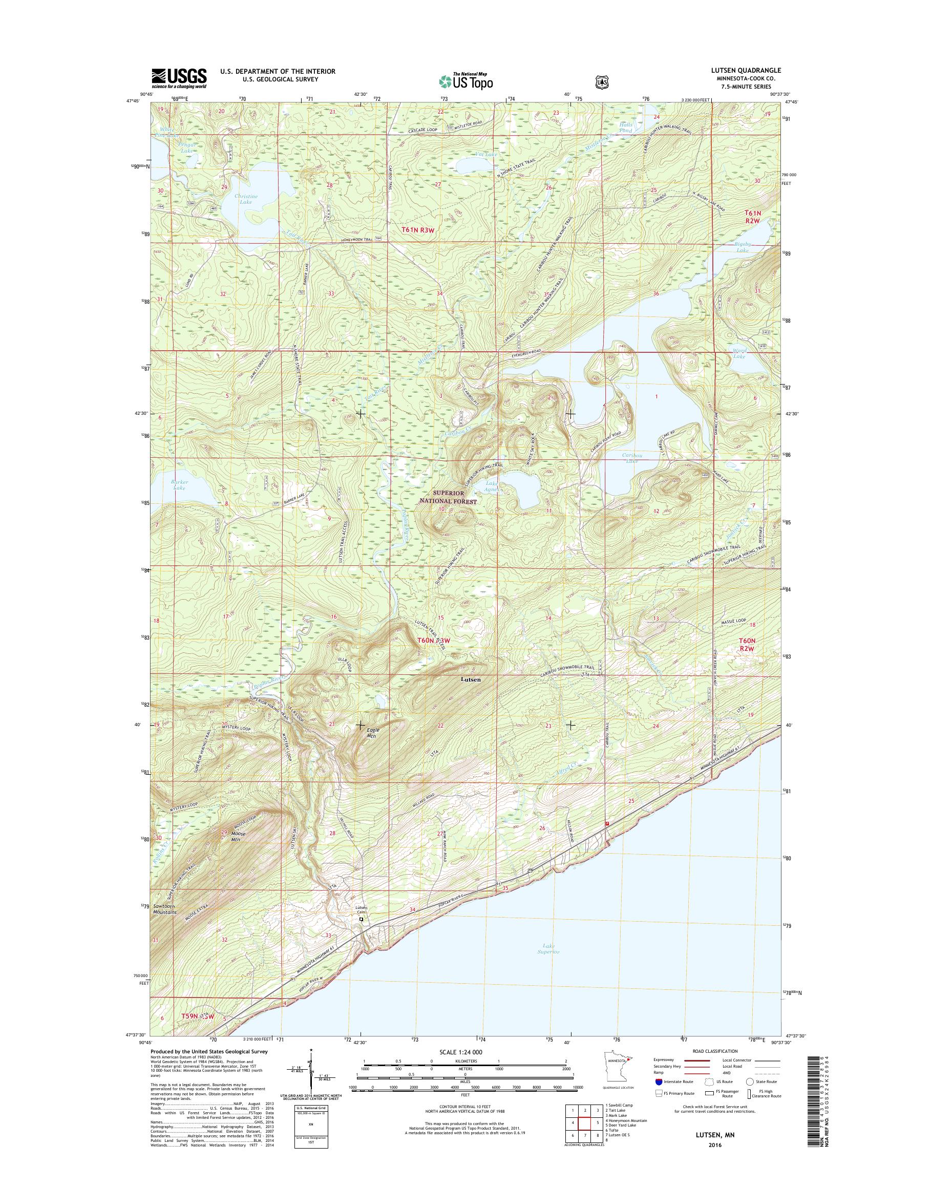 MyTopo Lutsen, Minnesota USGS Quad Topo Map