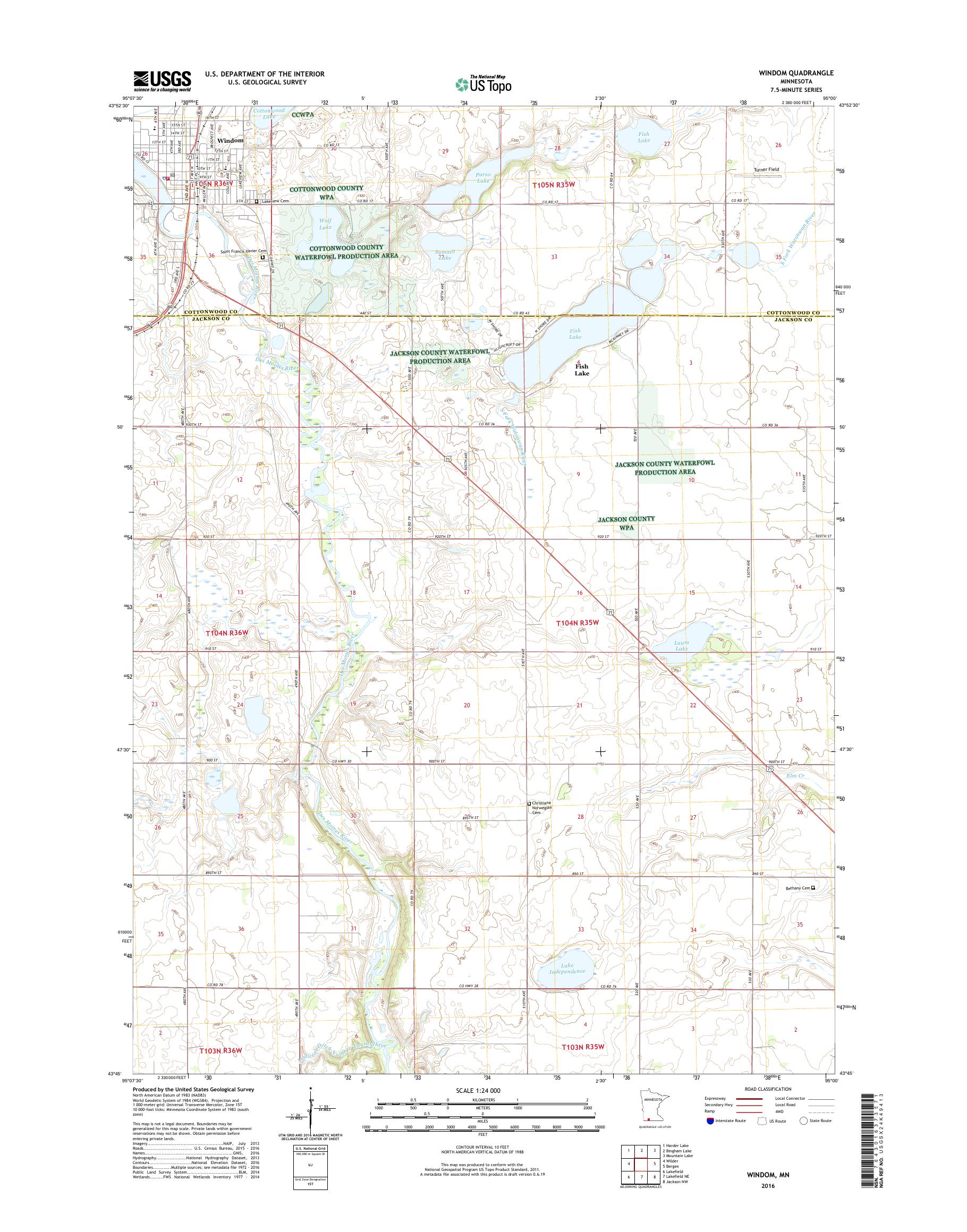 MyTopo Windom, Minnesota USGS Quad Topo Map