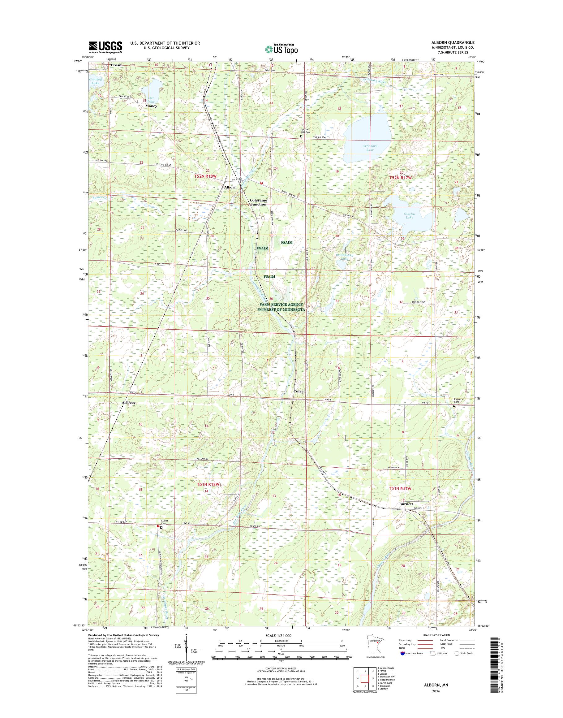 MyTopo Alborn, Minnesota USGS Quad Topo Map
