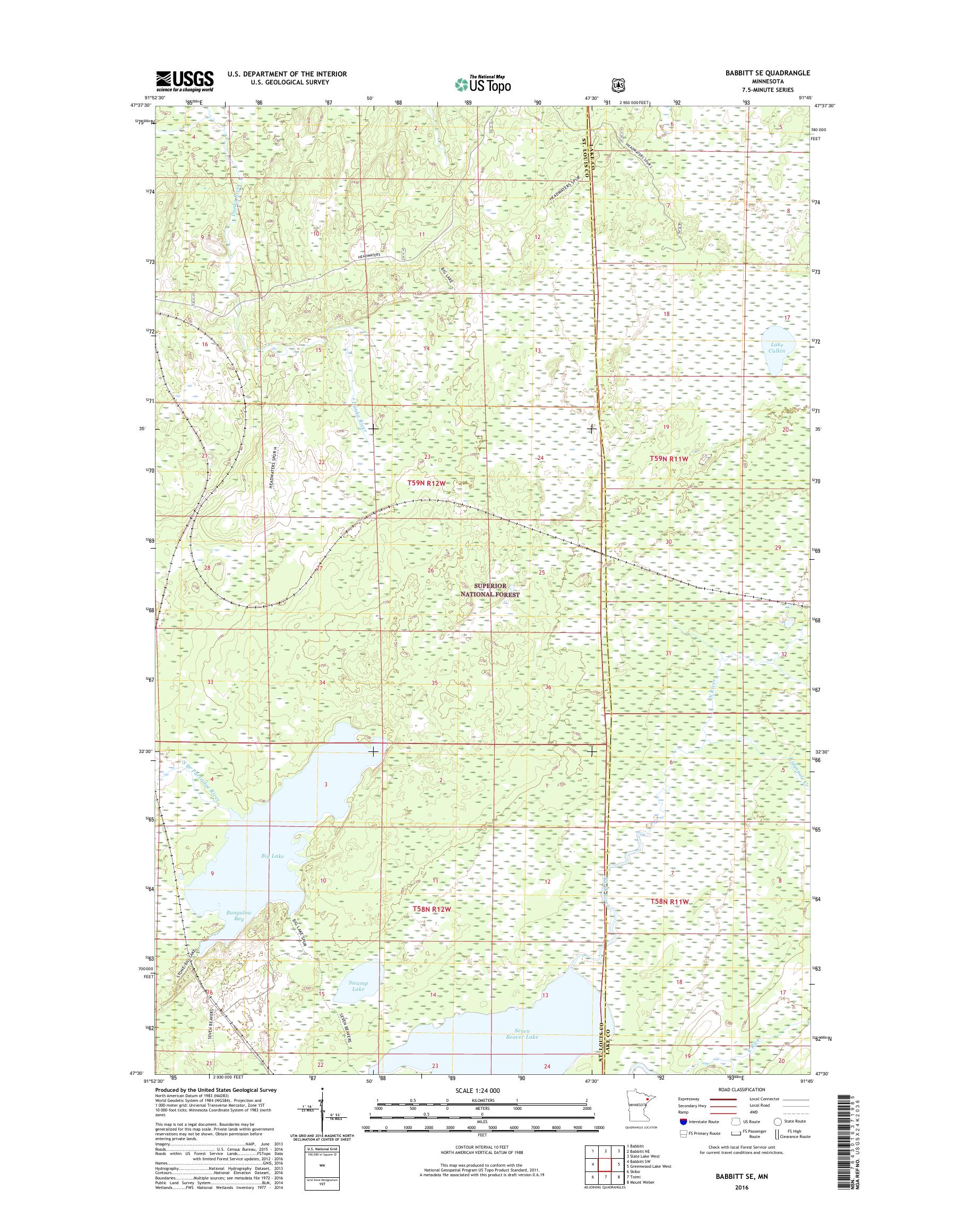 MyTopo Babbitt SE, Minnesota USGS Quad Topo Map