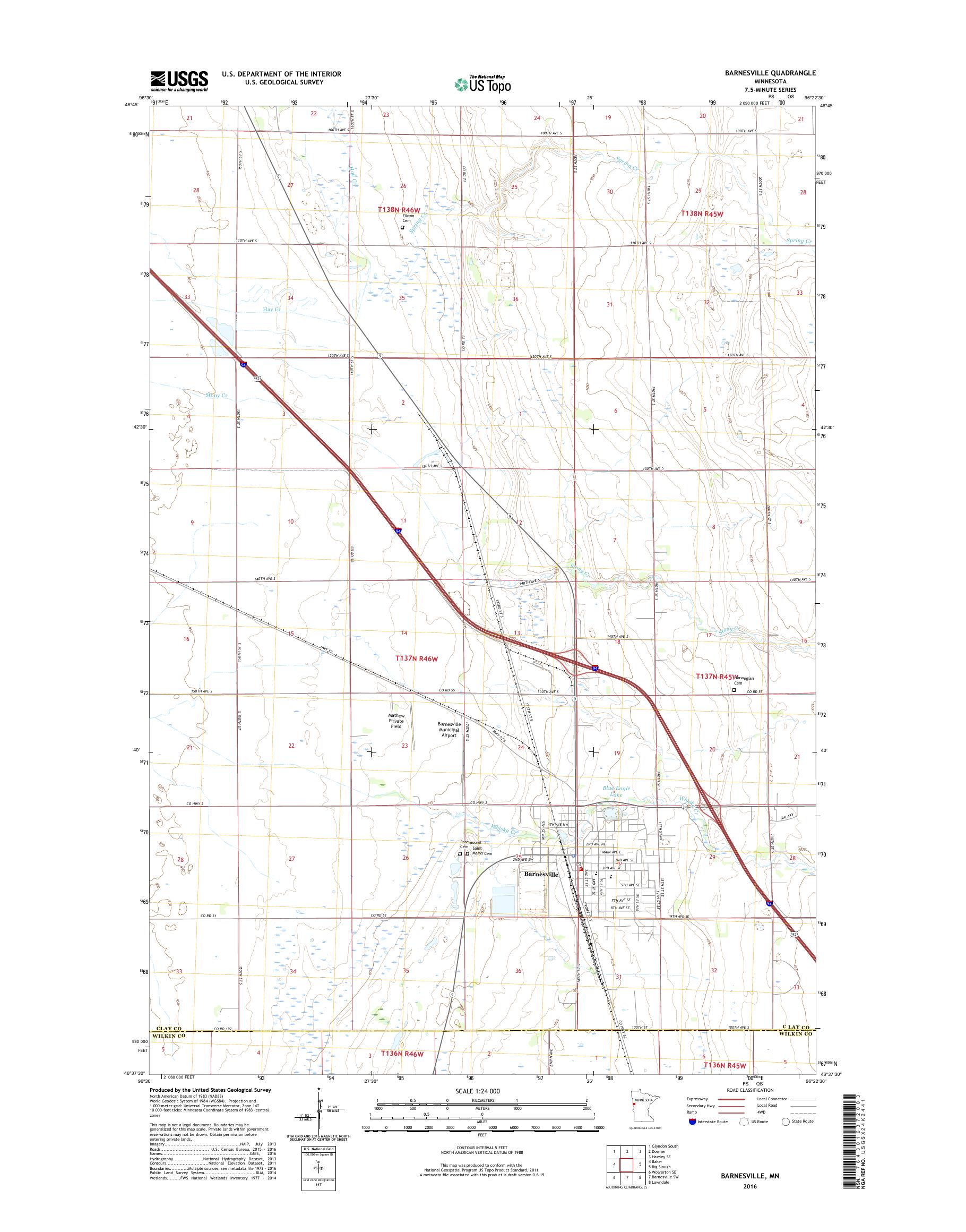 MyTopo Barnesville, Minnesota USGS Quad Topo Map