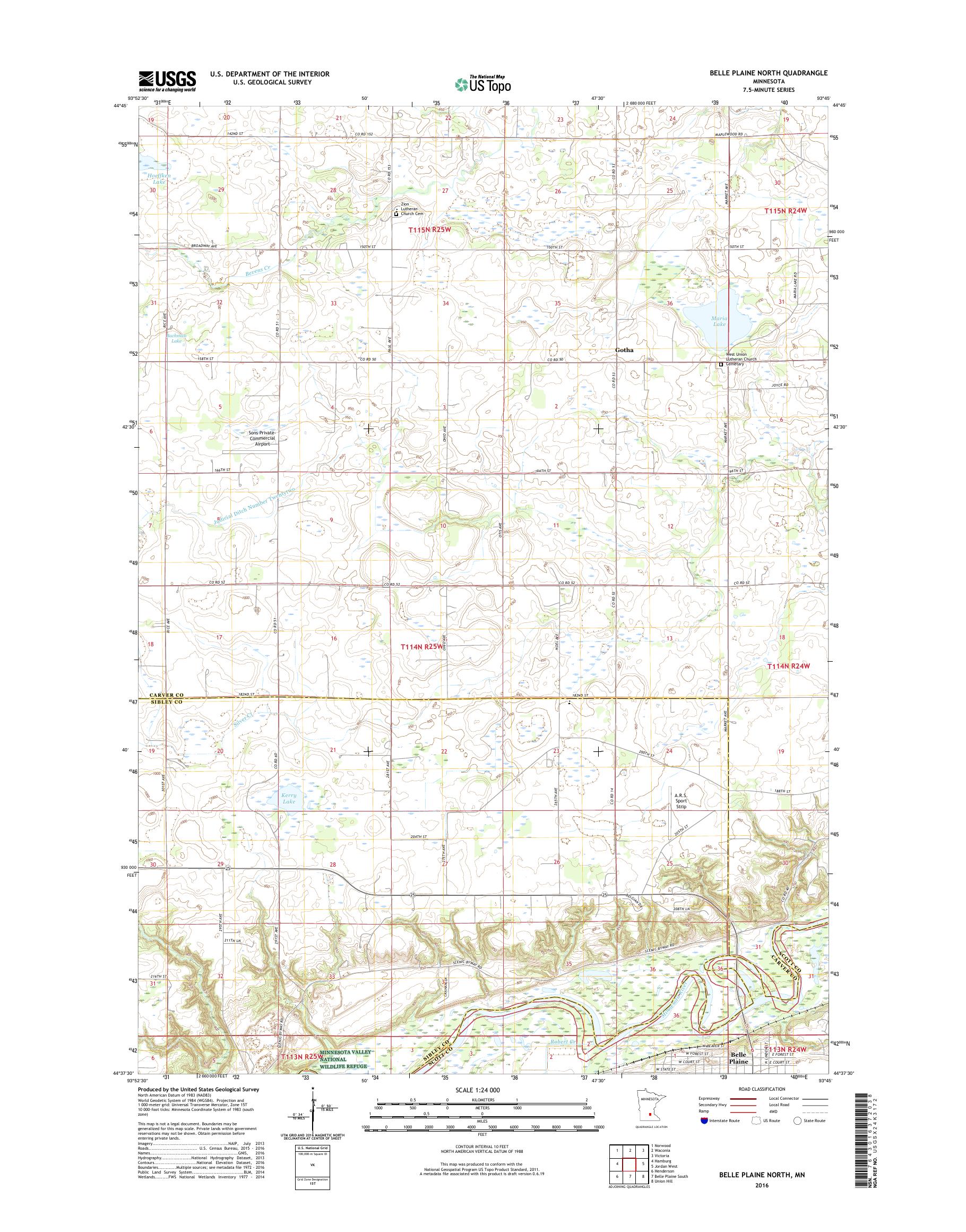 MyTopo Belle Plaine North, Minnesota USGS Quad Topo Map