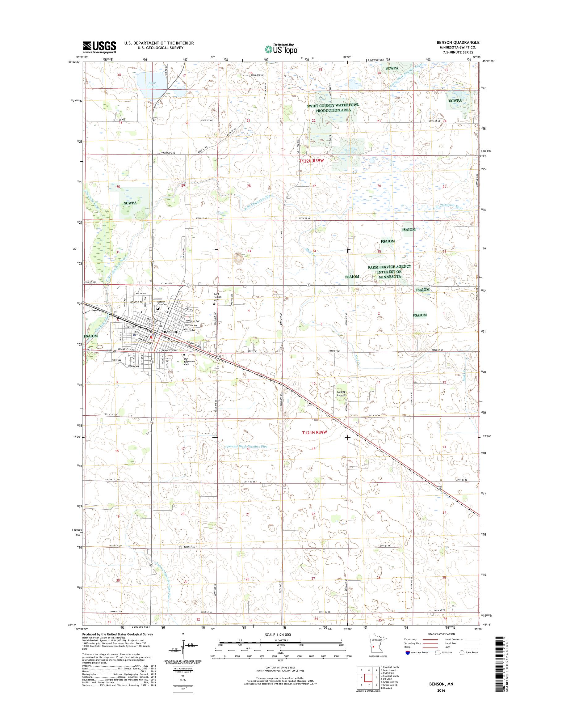 MyTopo Benson, Minnesota USGS Quad Topo Map