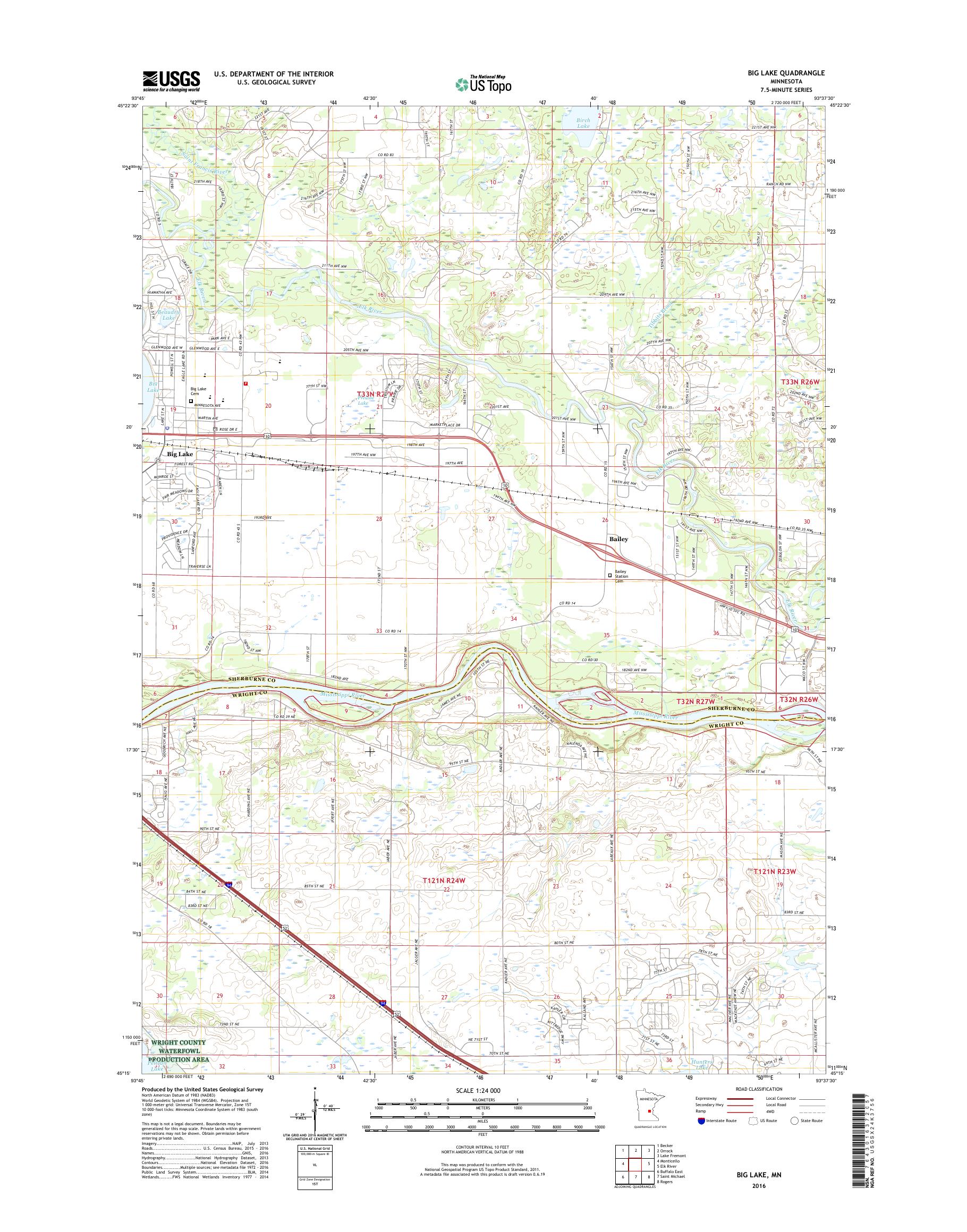 MyTopo Big Lake, Minnesota USGS Quad Topo Map