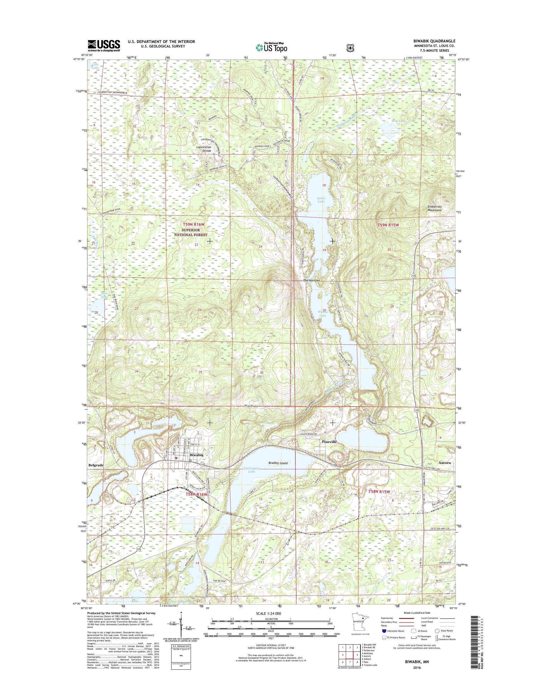 MyTopo Biwabik, Minnesota USGS Quad Topo Map