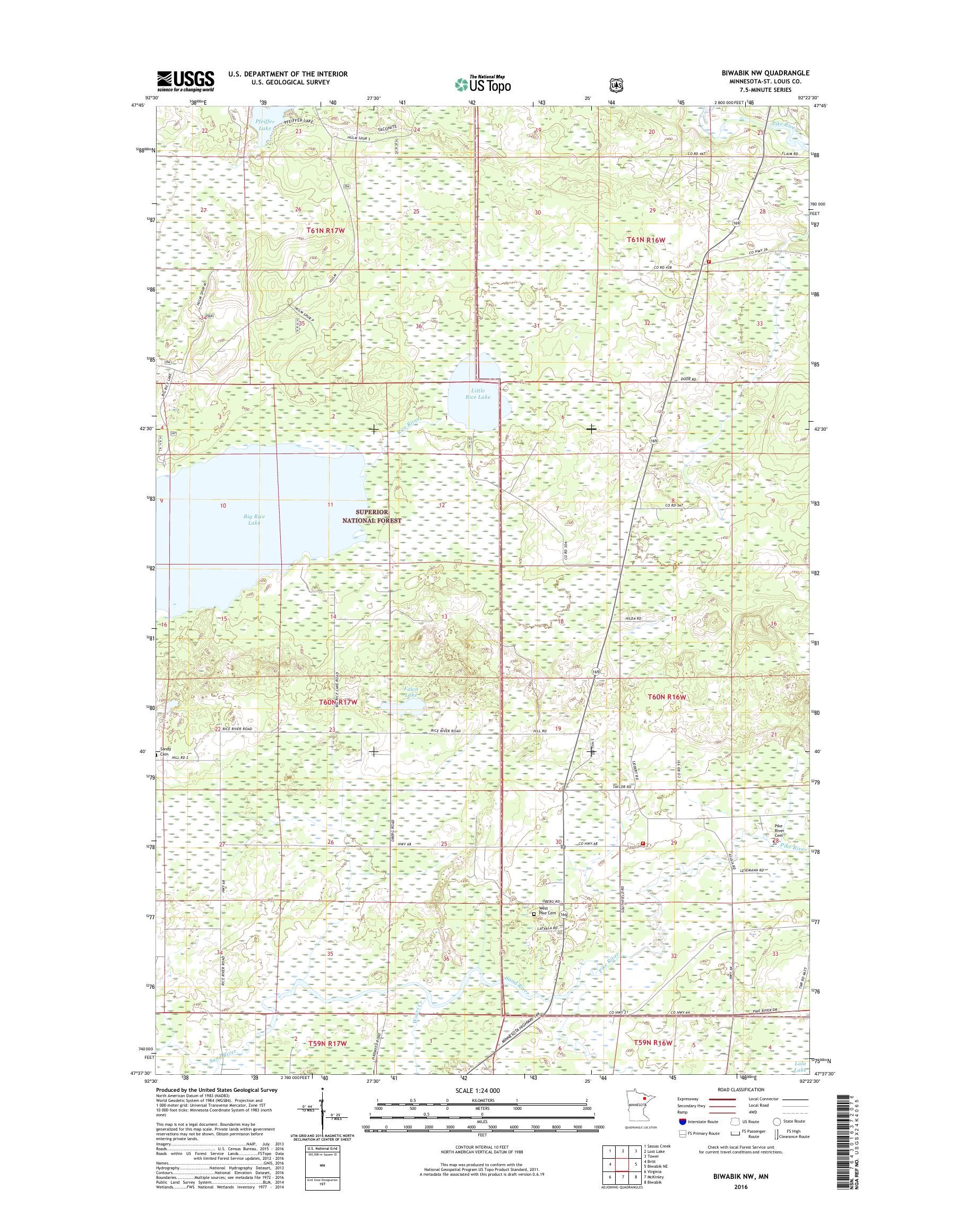 MyTopo Biwabik NW, Minnesota USGS Quad Topo Map