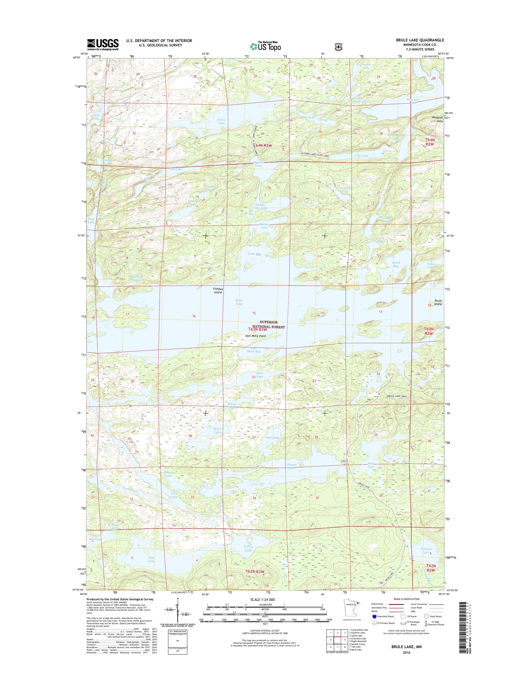 MyTopo Brule Lake, Minnesota USGS Quad Topo Map