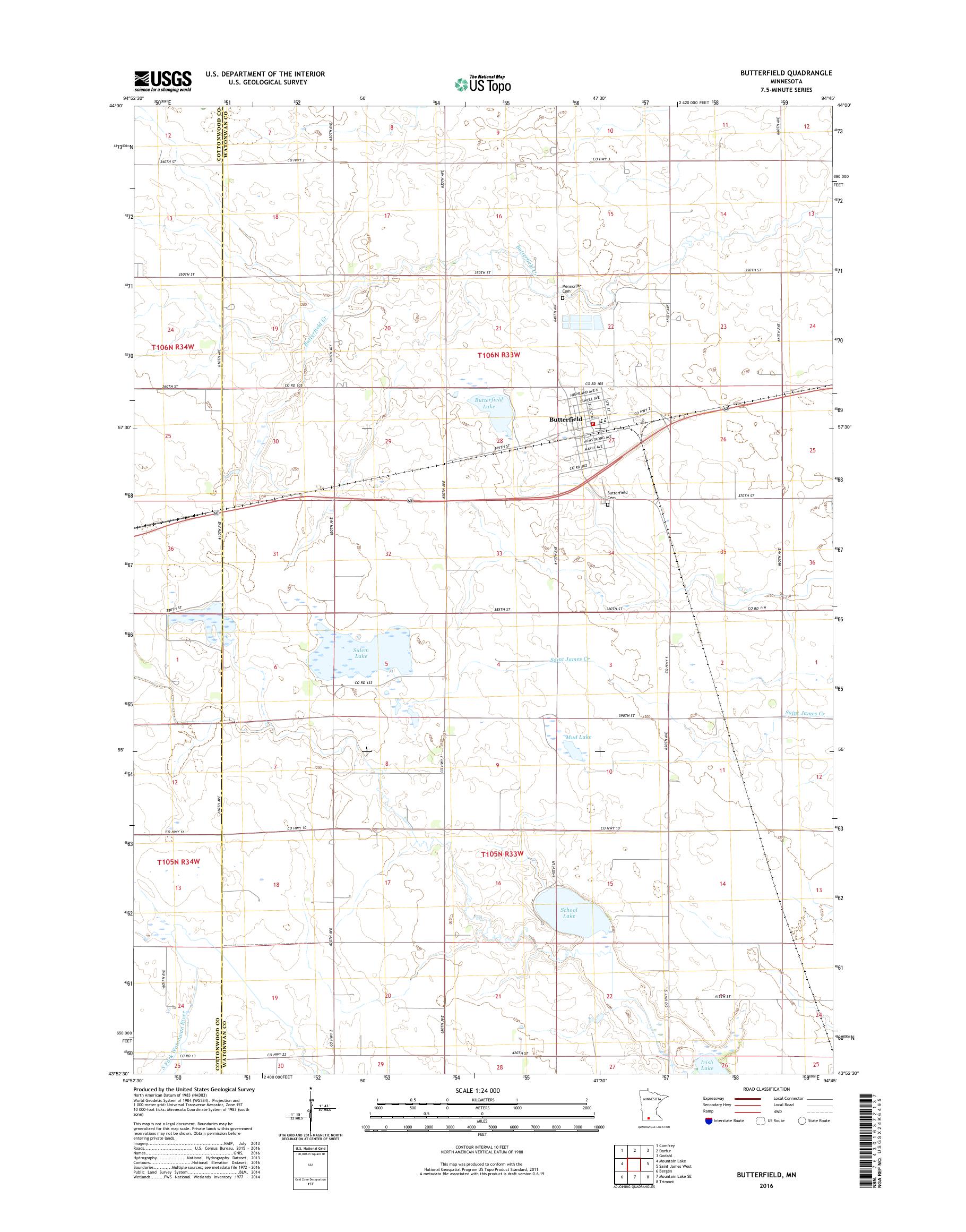 MyTopo Butterfield, Minnesota USGS Quad Topo Map