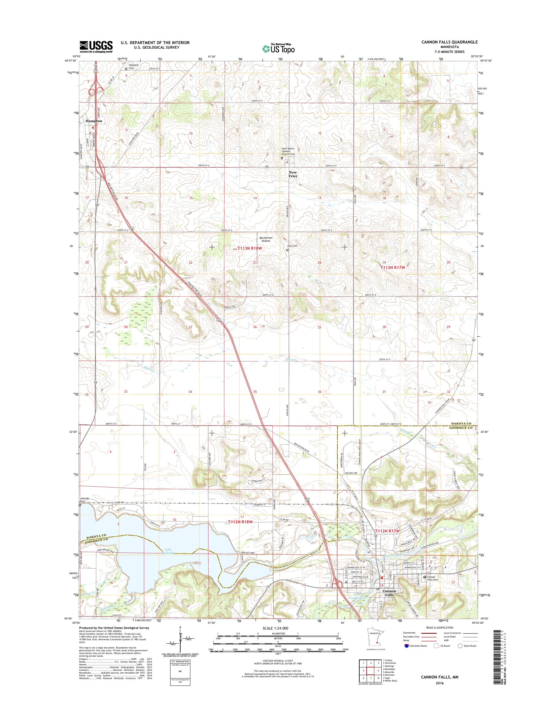 MyTopo Cannon Falls, Minnesota USGS Quad Topo Map
