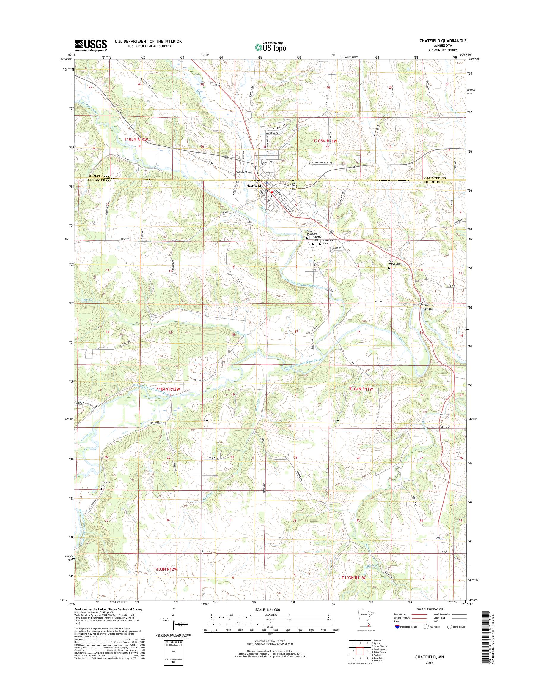 MyTopo Chatfield, Minnesota USGS Quad Topo Map