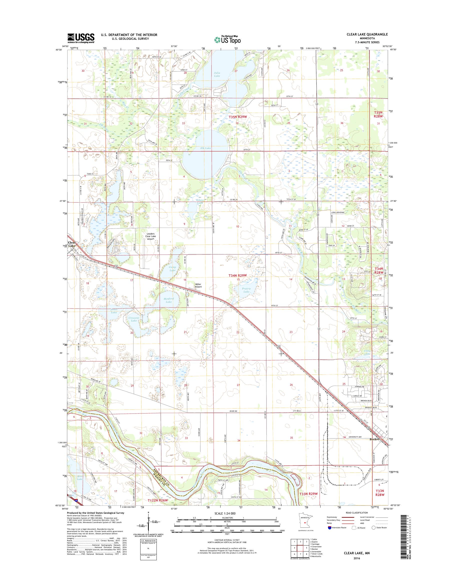 MyTopo Clear Lake, Minnesota USGS Quad Topo Map