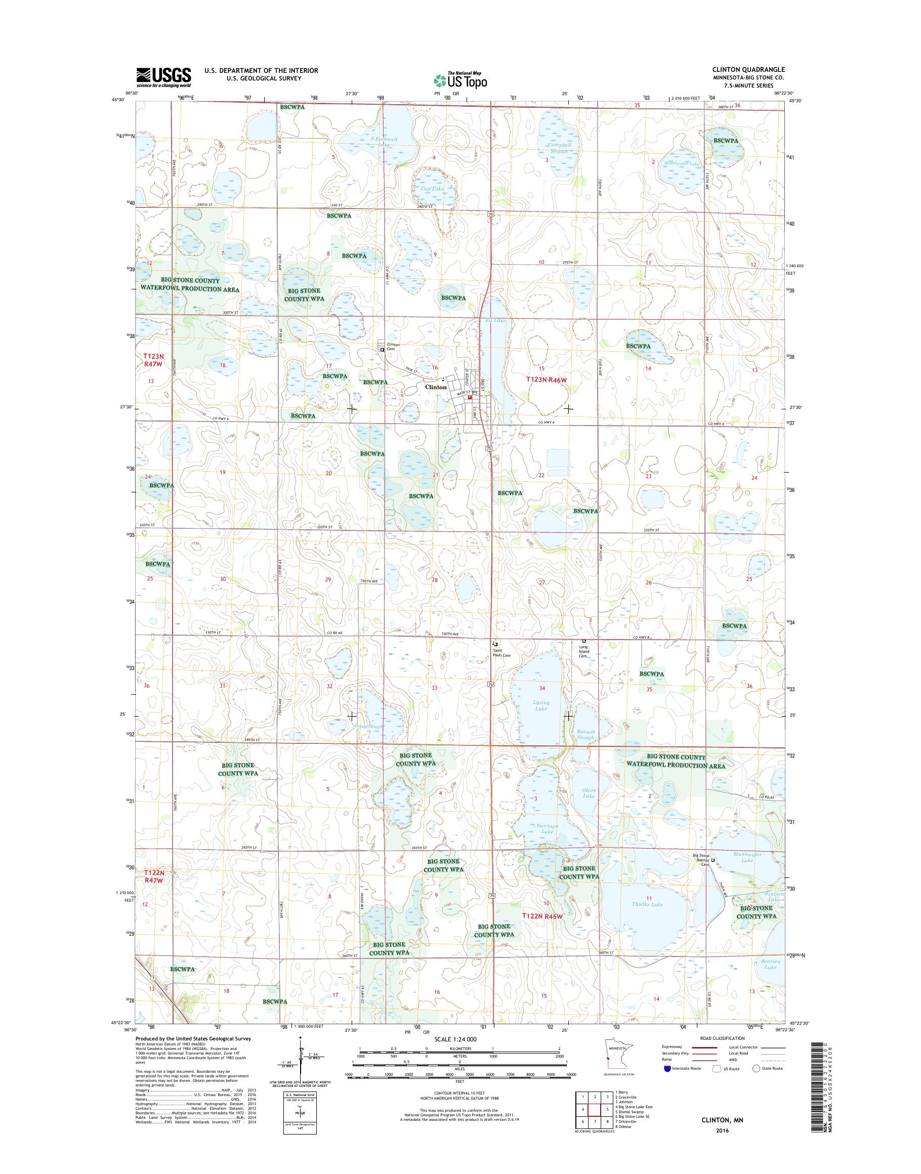 MyTopo Clinton, Minnesota USGS Quad Topo Map