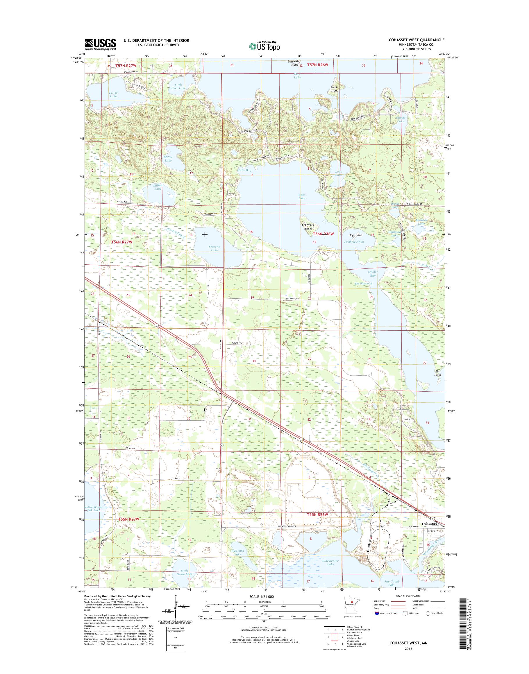 MyTopo Cohasset West, Minnesota USGS Quad Topo Map