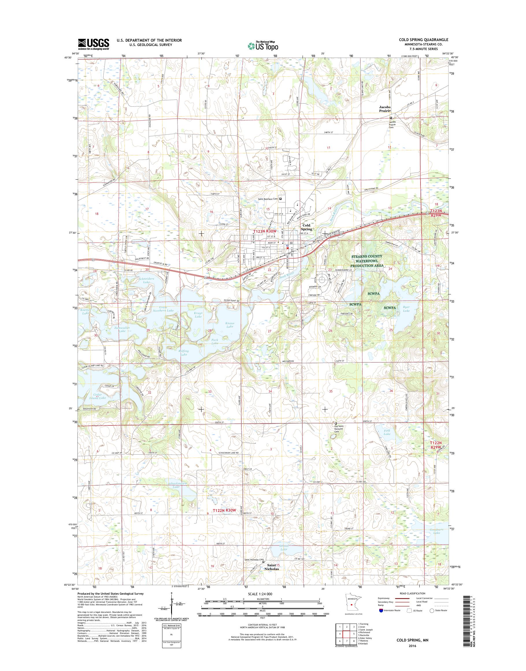 MyTopo Cold Spring, Minnesota USGS Quad Topo Map
