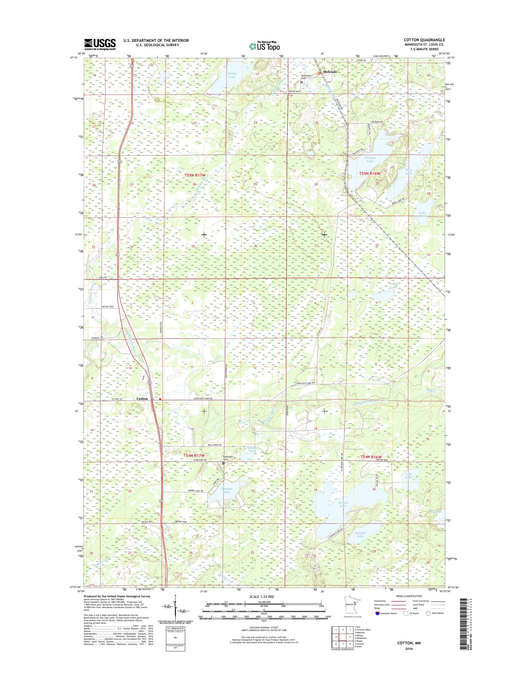 MyTopo Cotton, Minnesota USGS Quad Topo Map