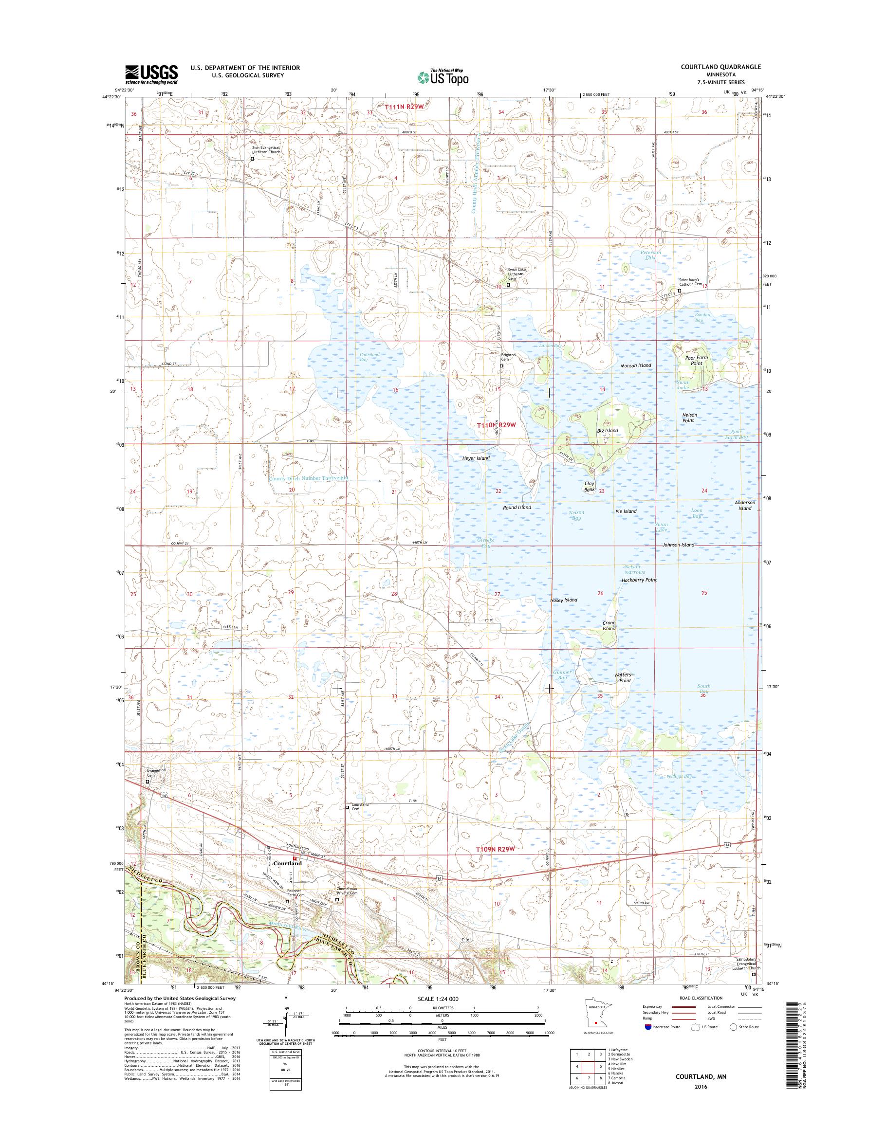 MyTopo Courtland, Minnesota USGS Quad Topo Map