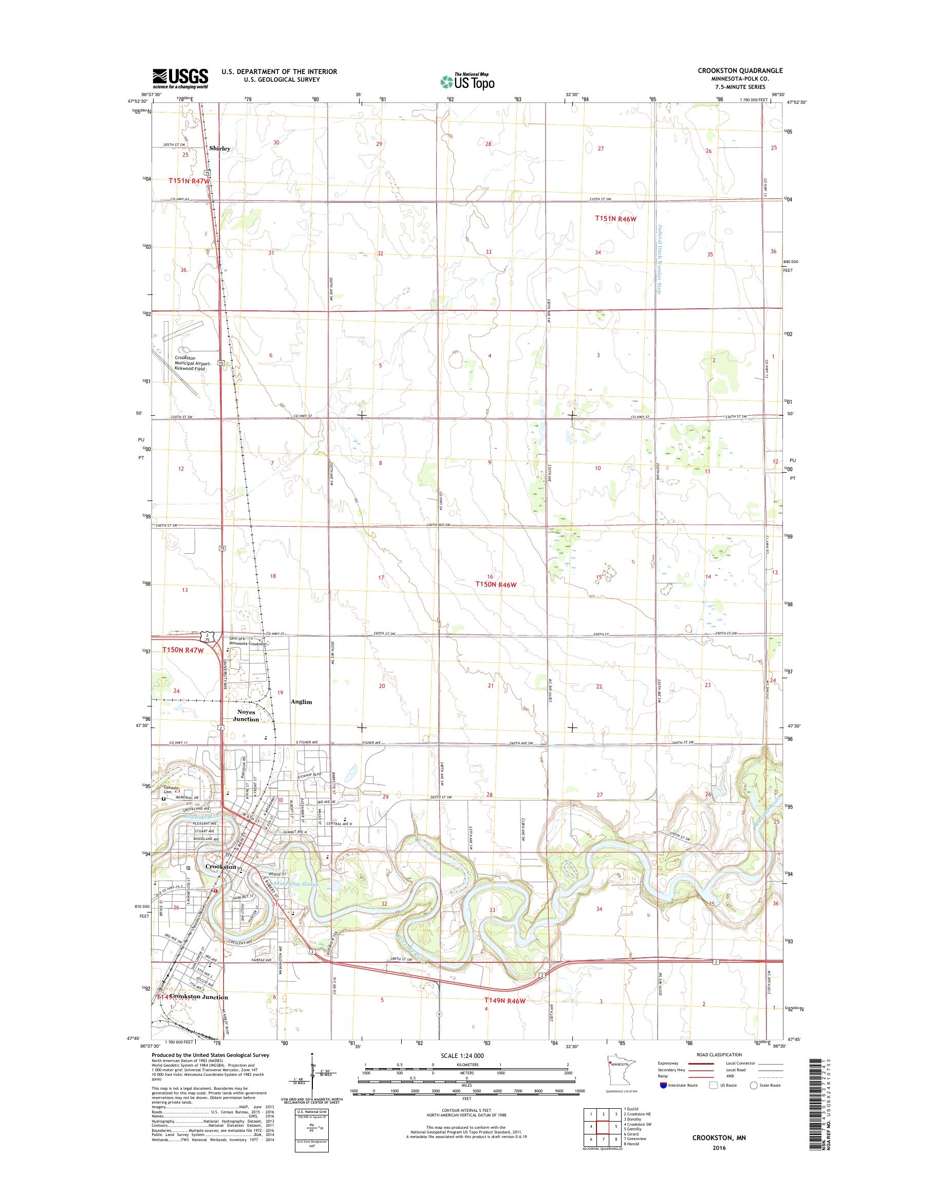 MyTopo Crookston, Minnesota USGS Quad Topo Map
