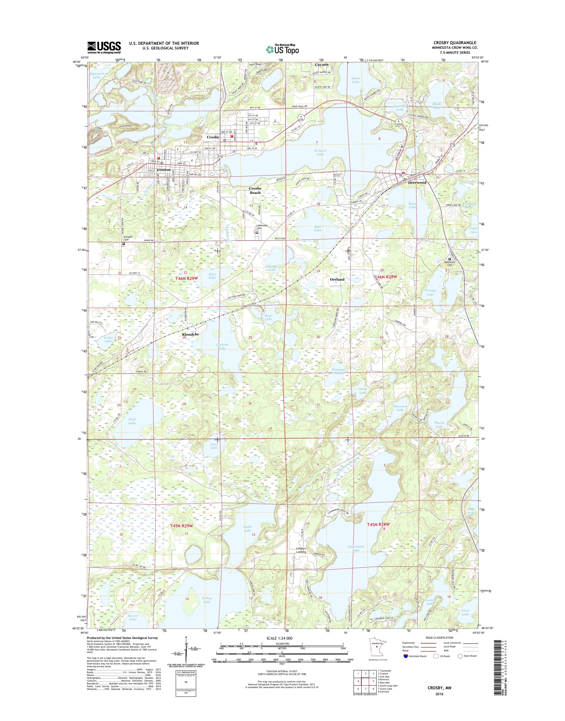 MyTopo Crosby, Minnesota USGS Quad Topo Map