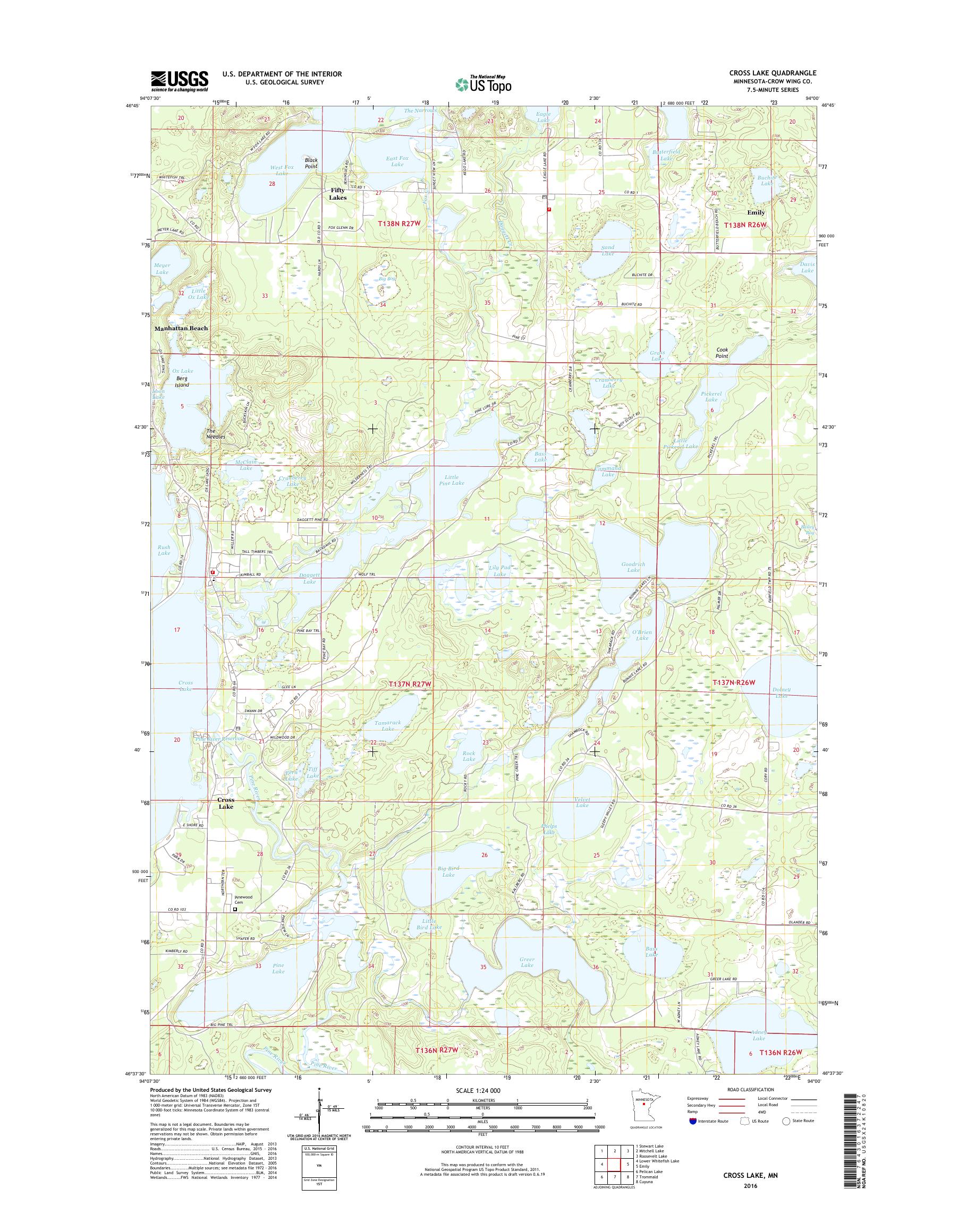MyTopo Cross Lake, Minnesota USGS Quad Topo Map