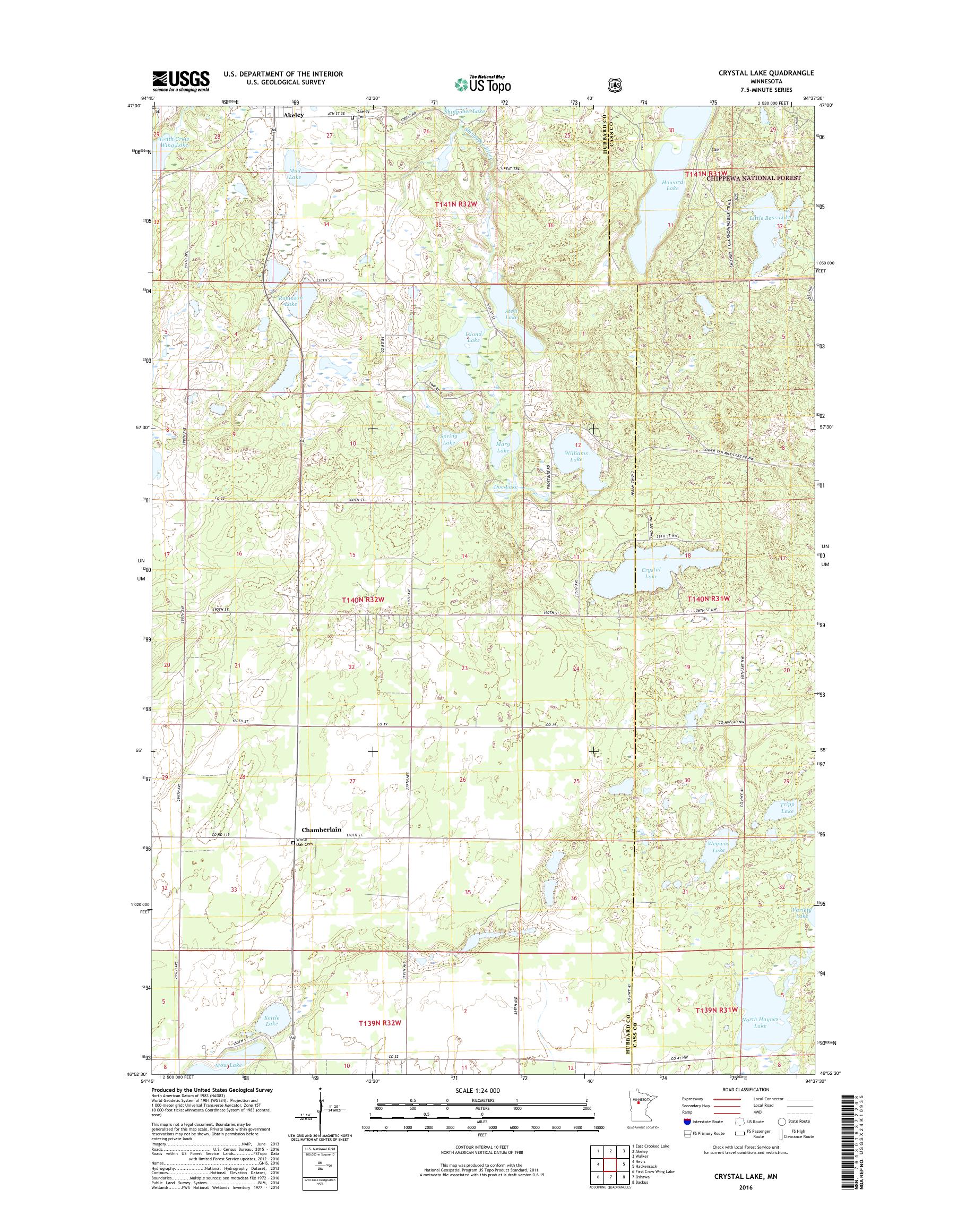 MyTopo Crystal Lake, Minnesota USGS Quad Topo Map