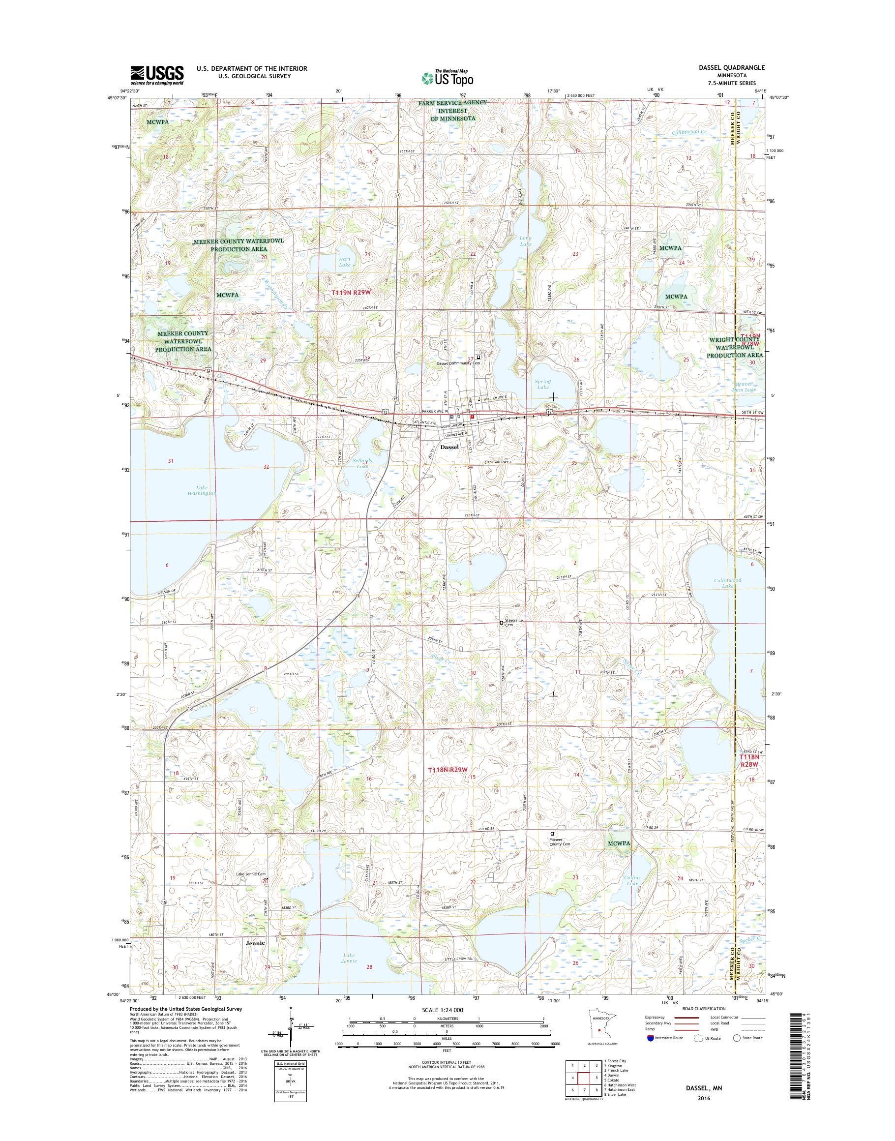 MyTopo Dassel, Minnesota USGS Quad Topo Map