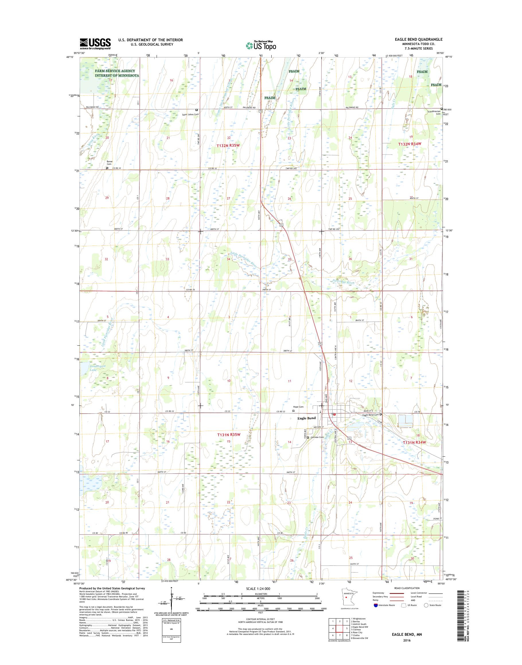 MyTopo Eagle Bend, Minnesota USGS Quad Topo Map