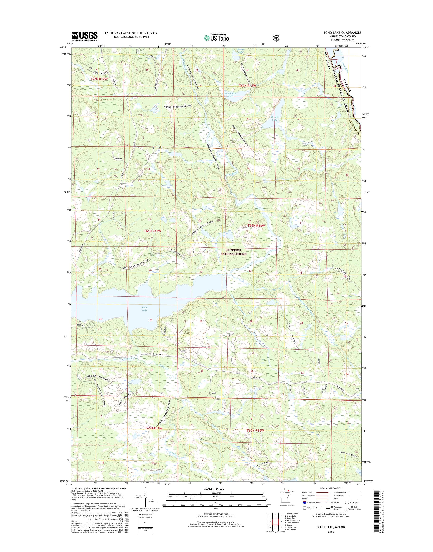 MyTopo Echo Lake, Minnesota USGS Quad Topo Map