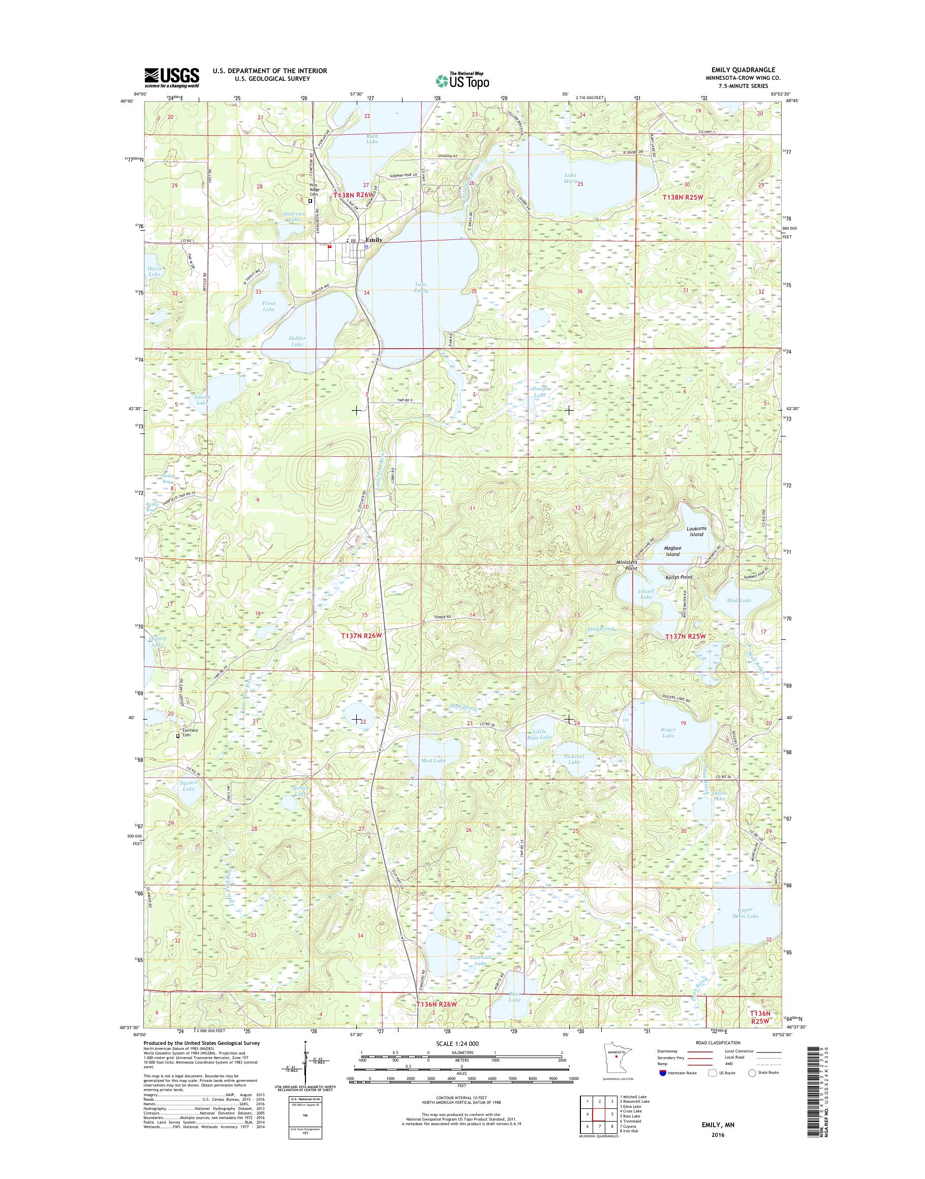 MyTopo Emily, Minnesota USGS Quad Topo Map