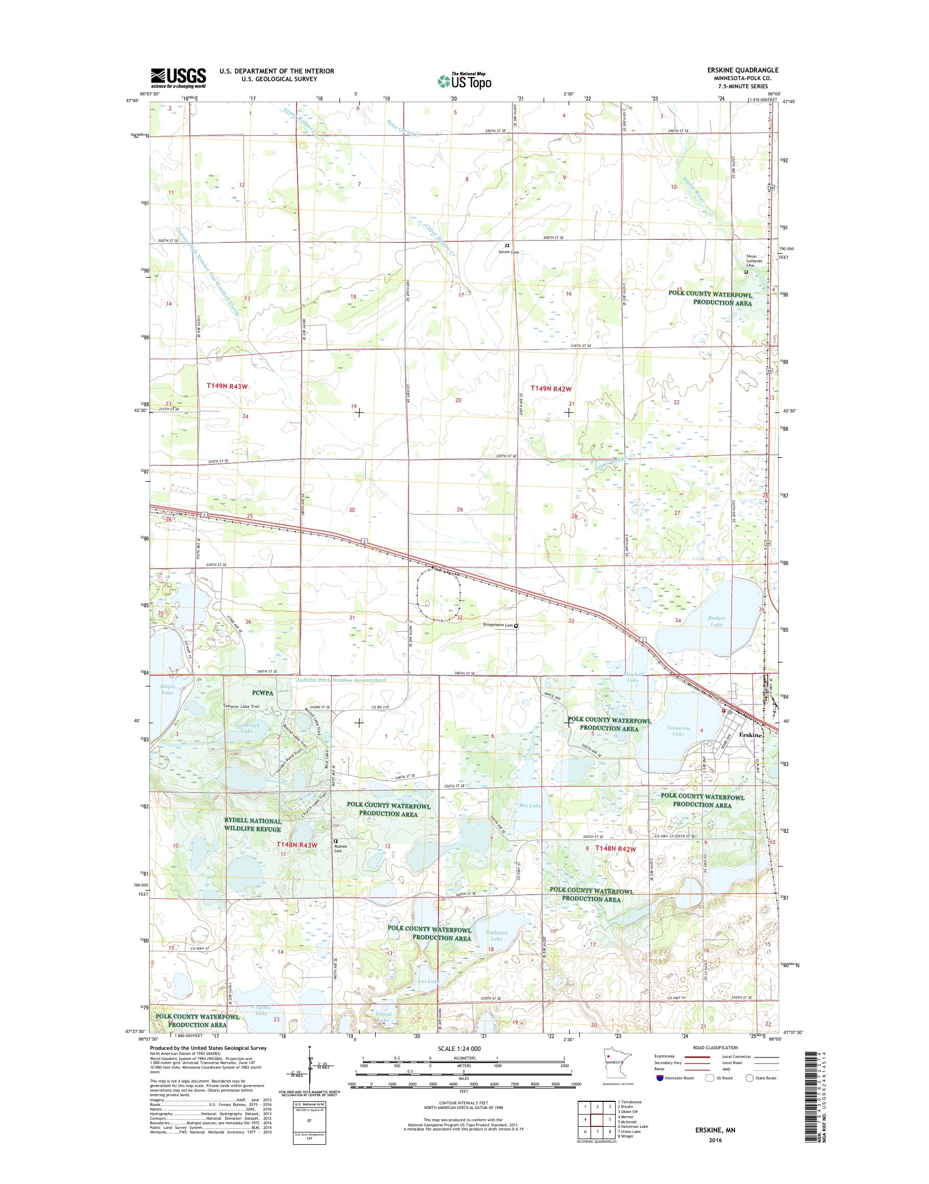 MyTopo Erskine, Minnesota USGS Quad Topo Map