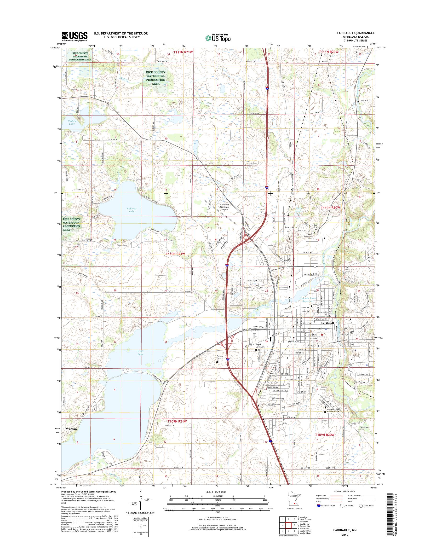 MyTopo Faribault, Minnesota USGS Quad Topo Map