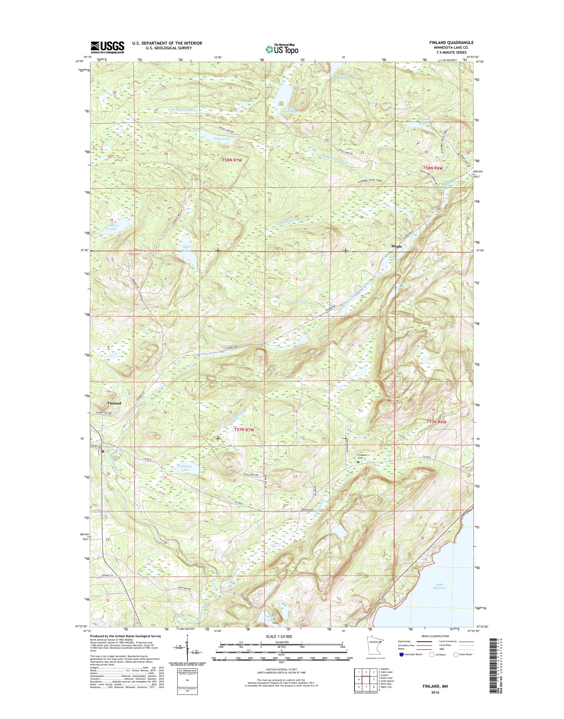 MyTopo Finland, Minnesota USGS Quad Topo Map
