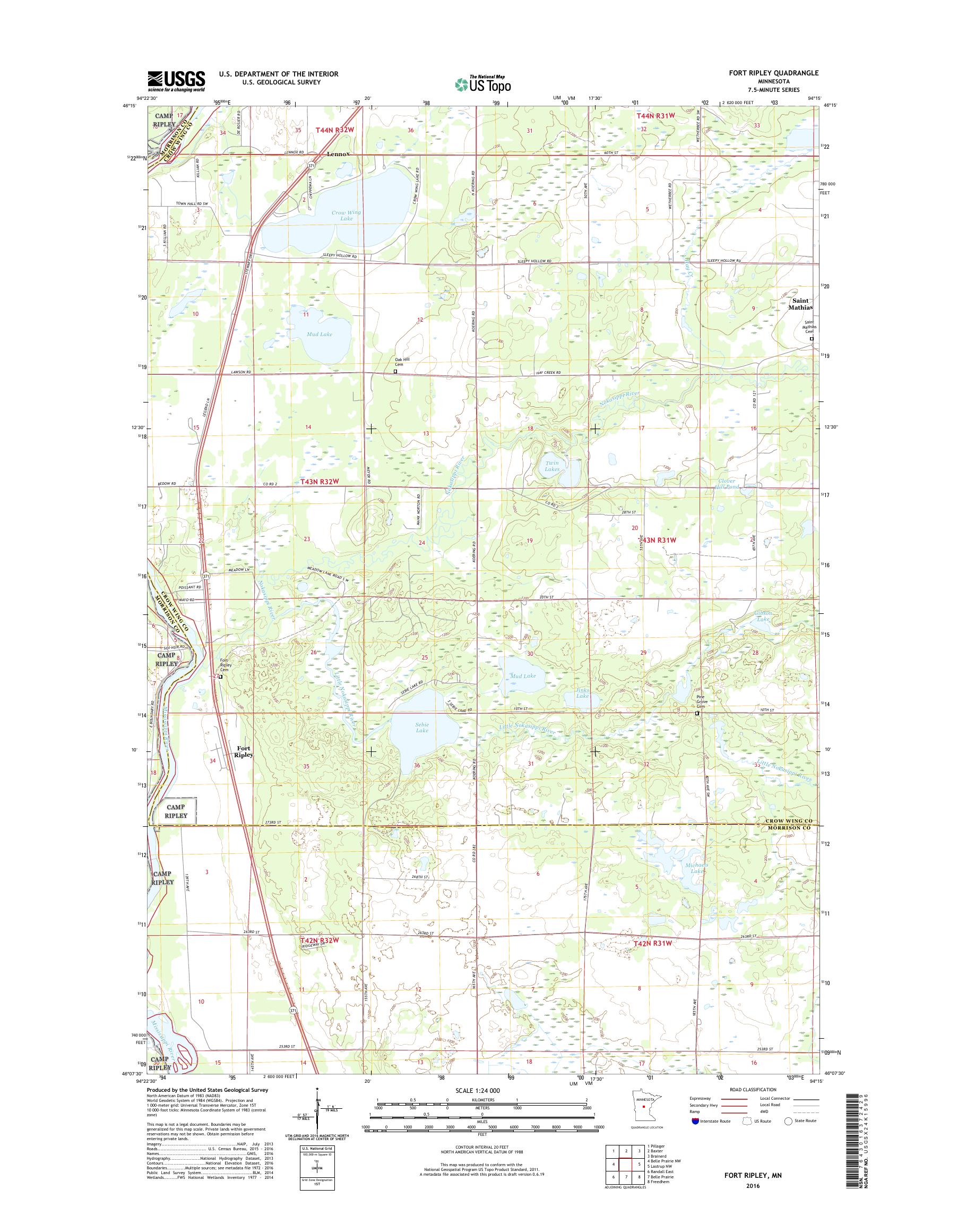 MyTopo Fort Ripley, Minnesota USGS Quad Topo Map
