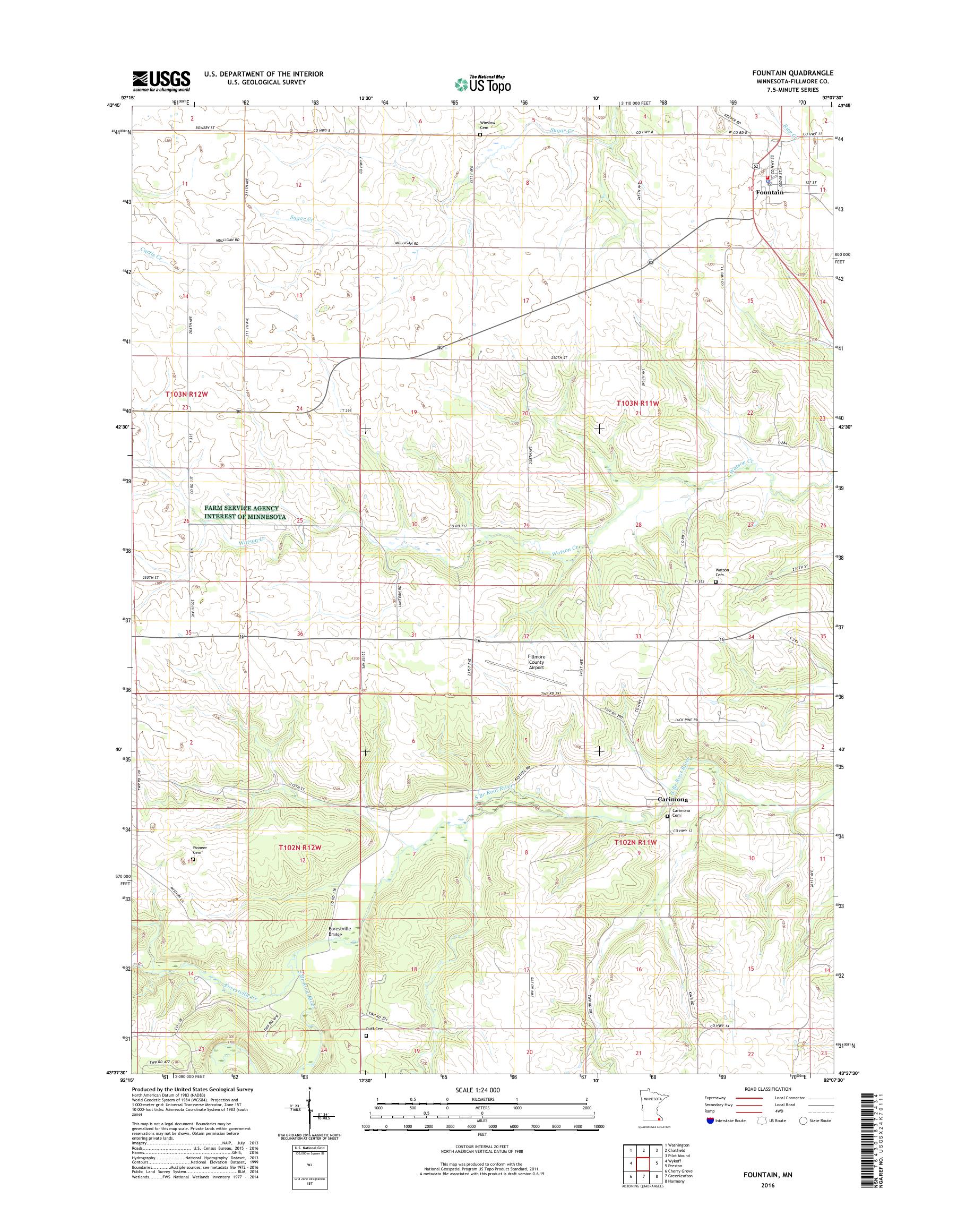 MyTopo Fountain, Minnesota USGS Quad Topo Map