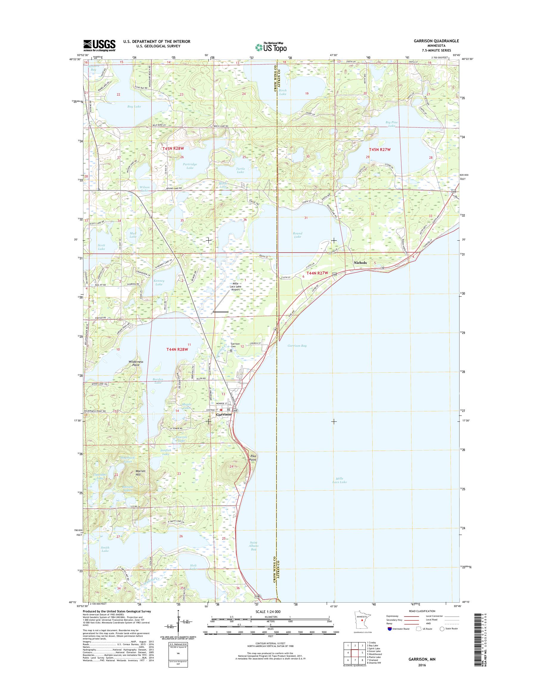 MyTopo Garrison, Minnesota USGS Quad Topo Map