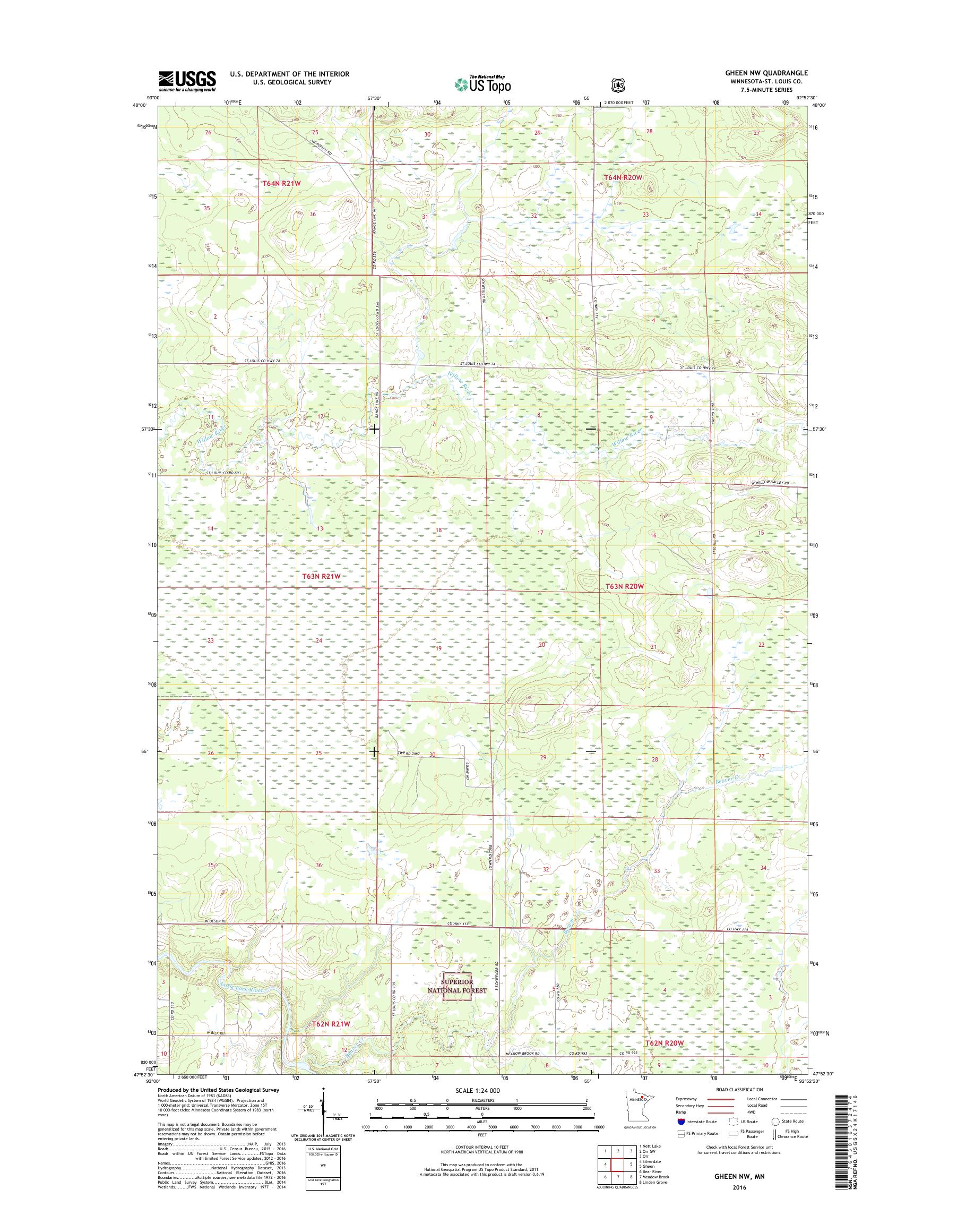 MyTopo Gheen NW, Minnesota USGS Quad Topo Map