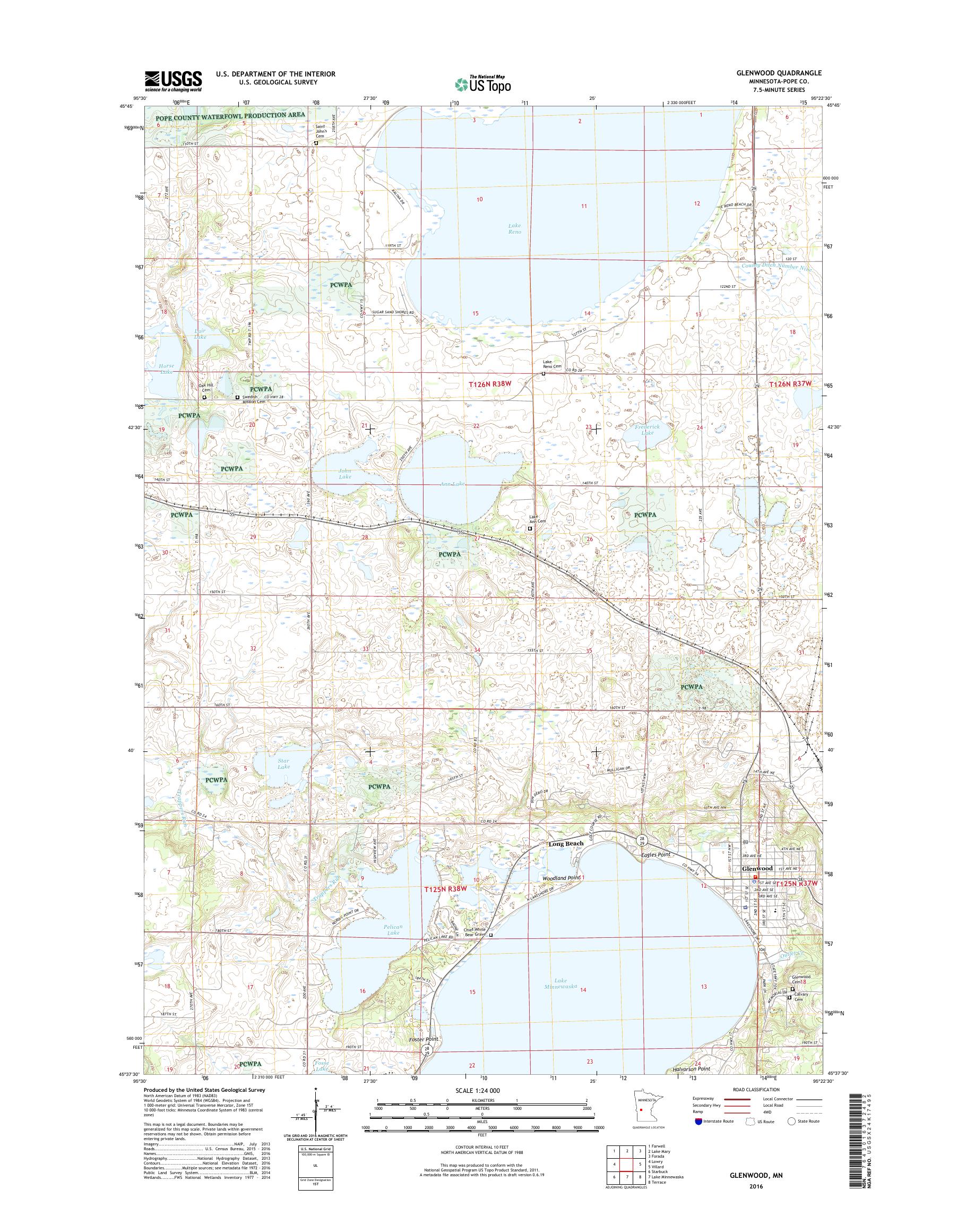 MyTopo Glenwood, Minnesota USGS Quad Topo Map