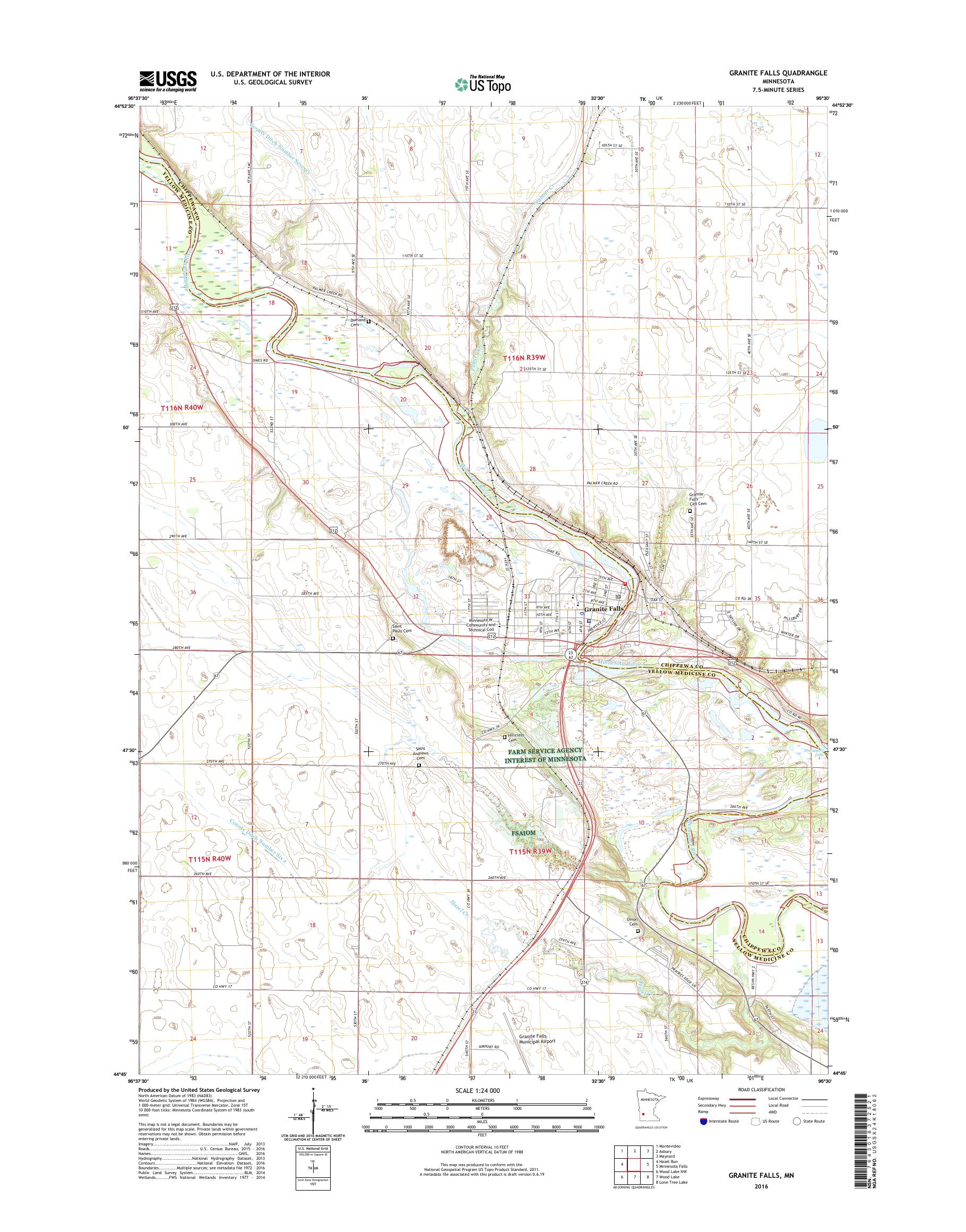 MyTopo Granite Falls, Minnesota USGS Quad Topo Map