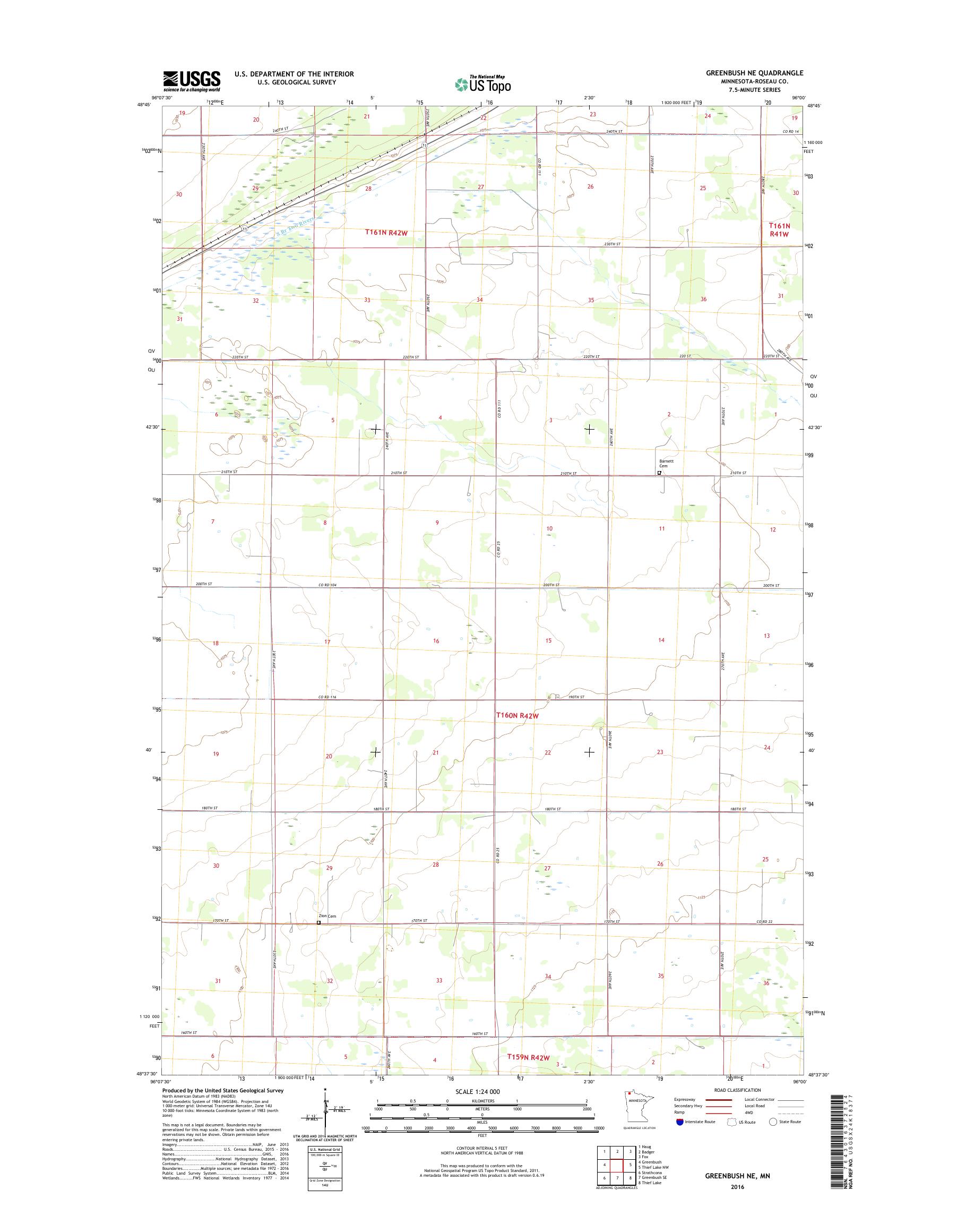 MyTopo Greenbush NE, Minnesota USGS Quad Topo Map